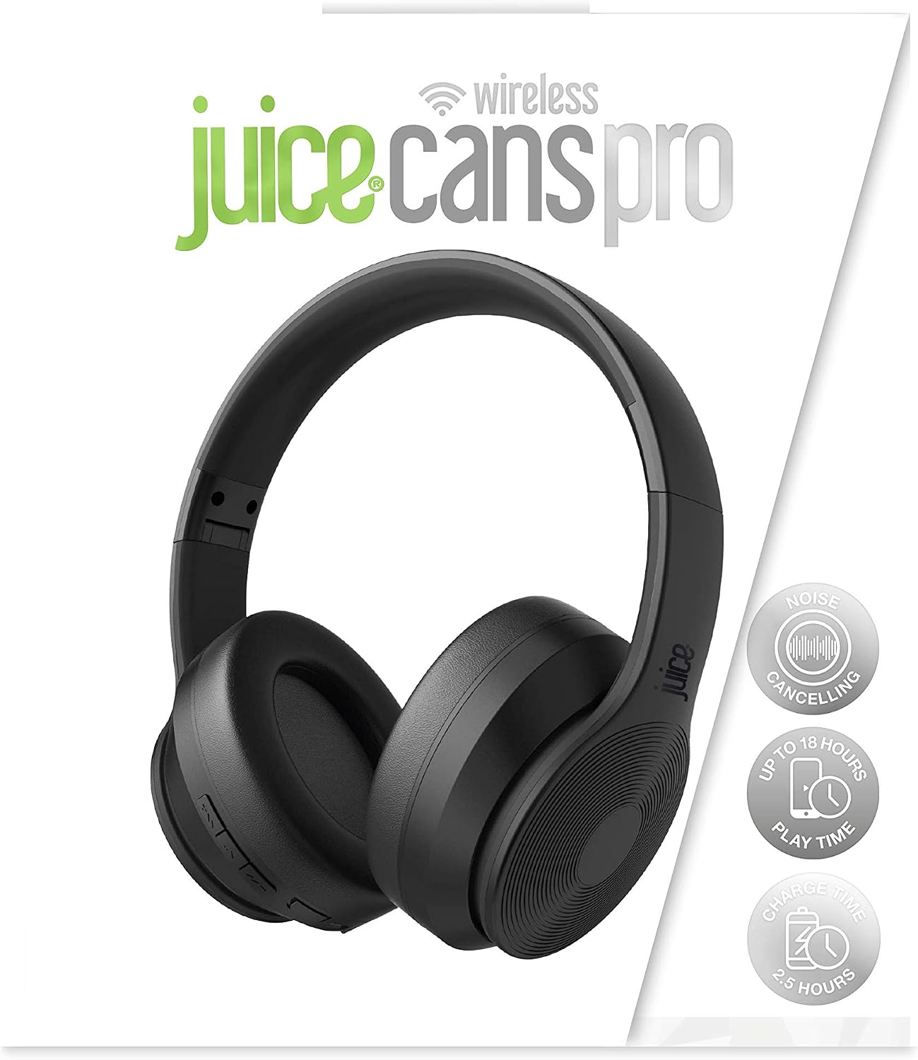 Juice®cans PRO, Active Noise Cancelling True Wireless On-Ear Headphones,, Black - Image 3