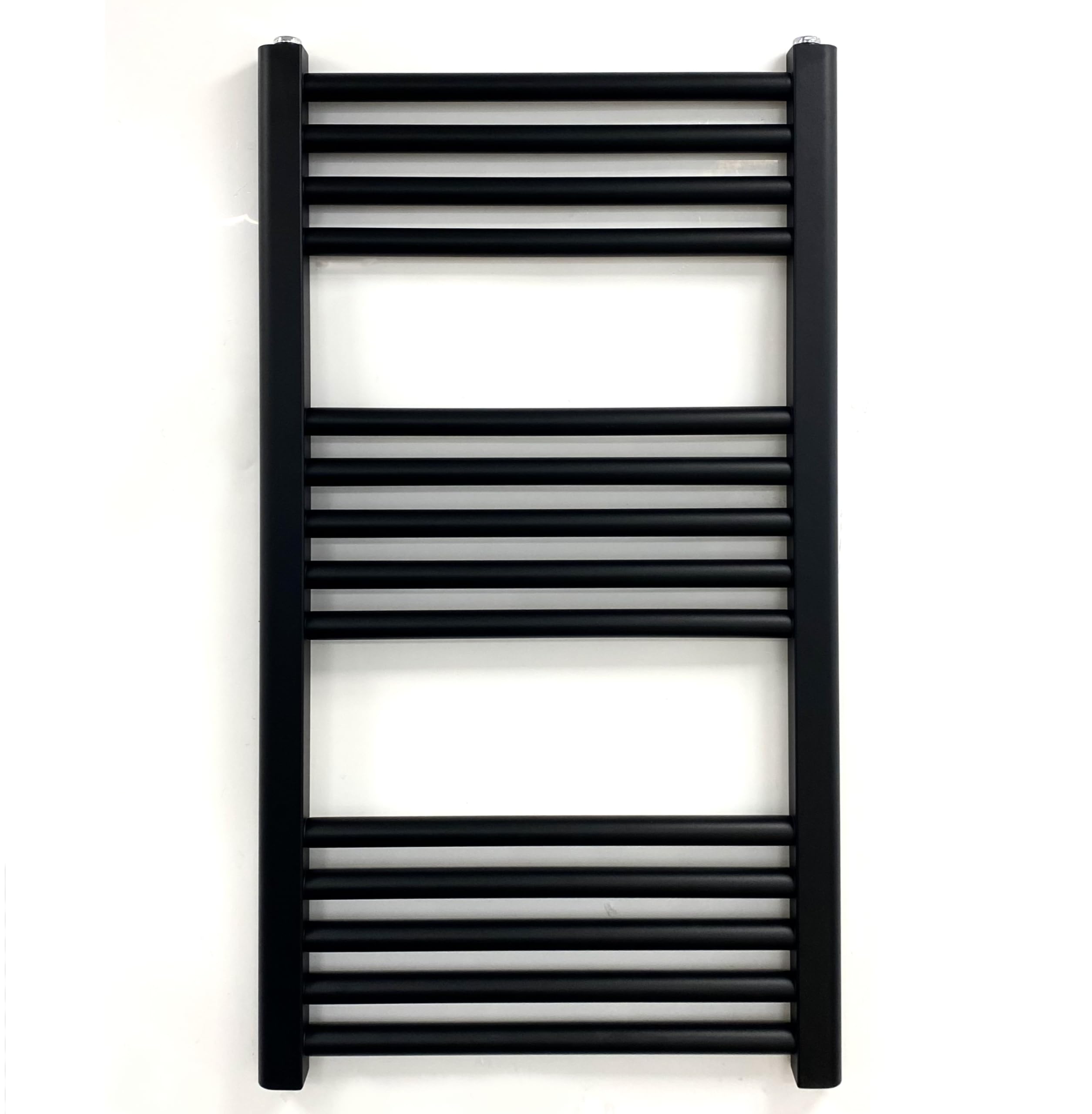 Milano Black Heated Towel Rail 400mm W x 800mm H Straight Central Heating Towel Radiator