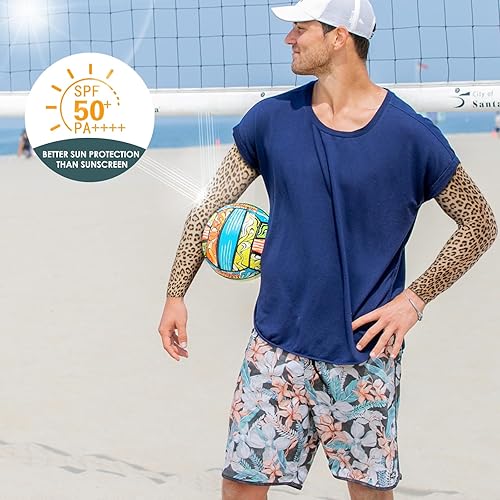 Miniatura 2 de Achiou Mangas de protección solar para hombres y mujeres, manga de enfriamiento de compresión UV UPF50+ para deportes, voleibol, ciclismo, correr