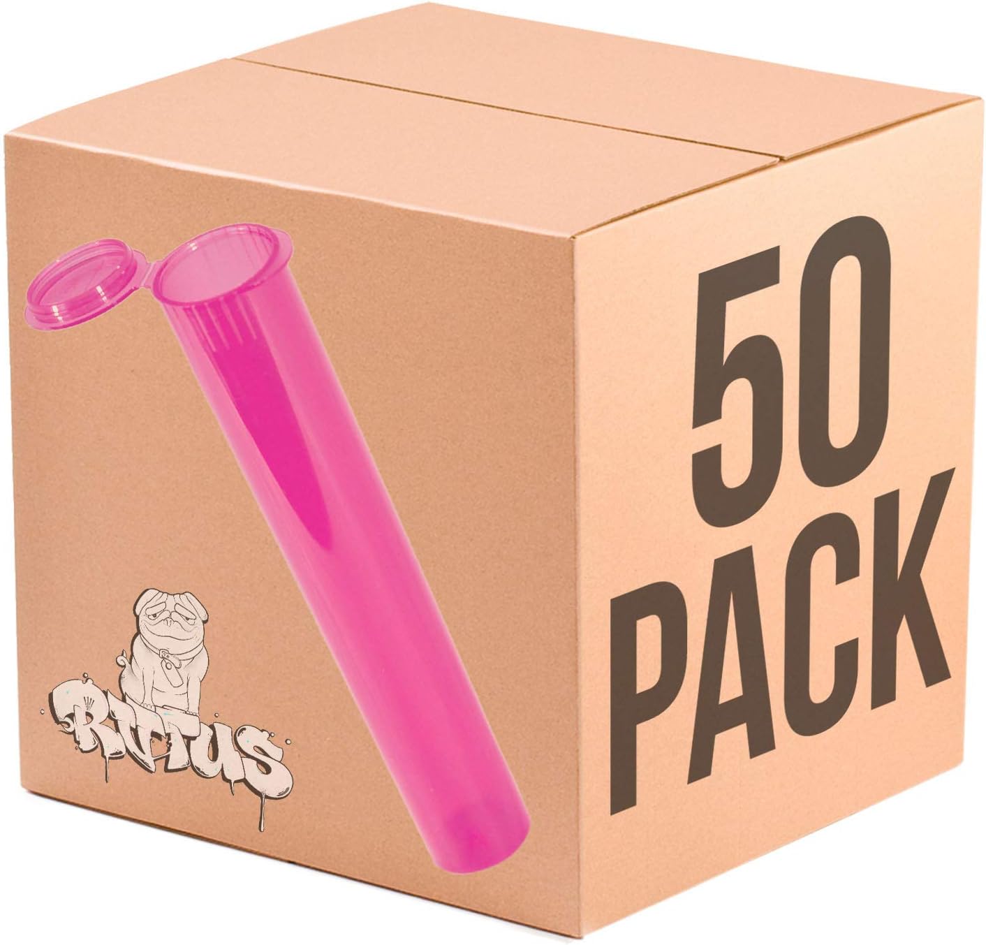 Tubes - 109 MM, 50 Pack, Squeeze Top, Child Proof and Air-Tight Lid, Eco-Friendly BPA-Free Plastic Container (Pink)
