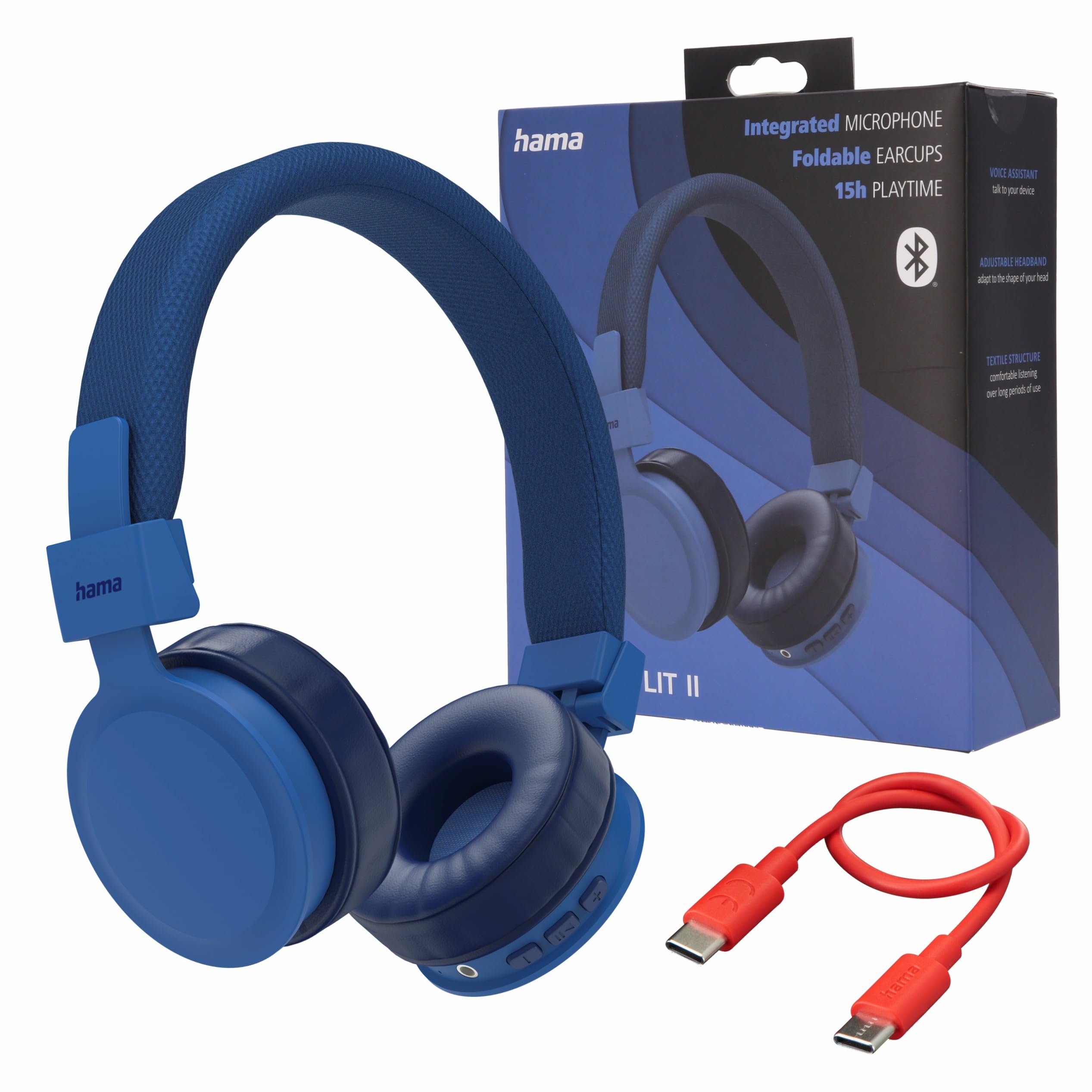 Hama Freedom Lit II, Supraaural, Foldable, AV Microphone, Blue