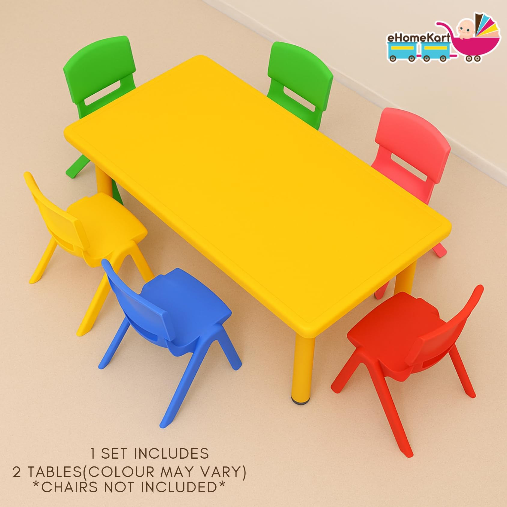 Her Home Rectangle Kids Table Set of 2 – Two Plastic Study Table for Home or School (48" L x 24" B) – Indoor & Outdoor Use – Color May Vary – Chairs Not Included 2