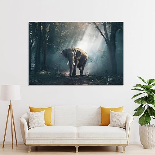 Miniatura 4 de Campwind Póster de lona de jardín de bosque de elefantes, decoración de dormitorio, paisaje deportivo, oficina, habitación, regalo, 16 x 24 pulgadas