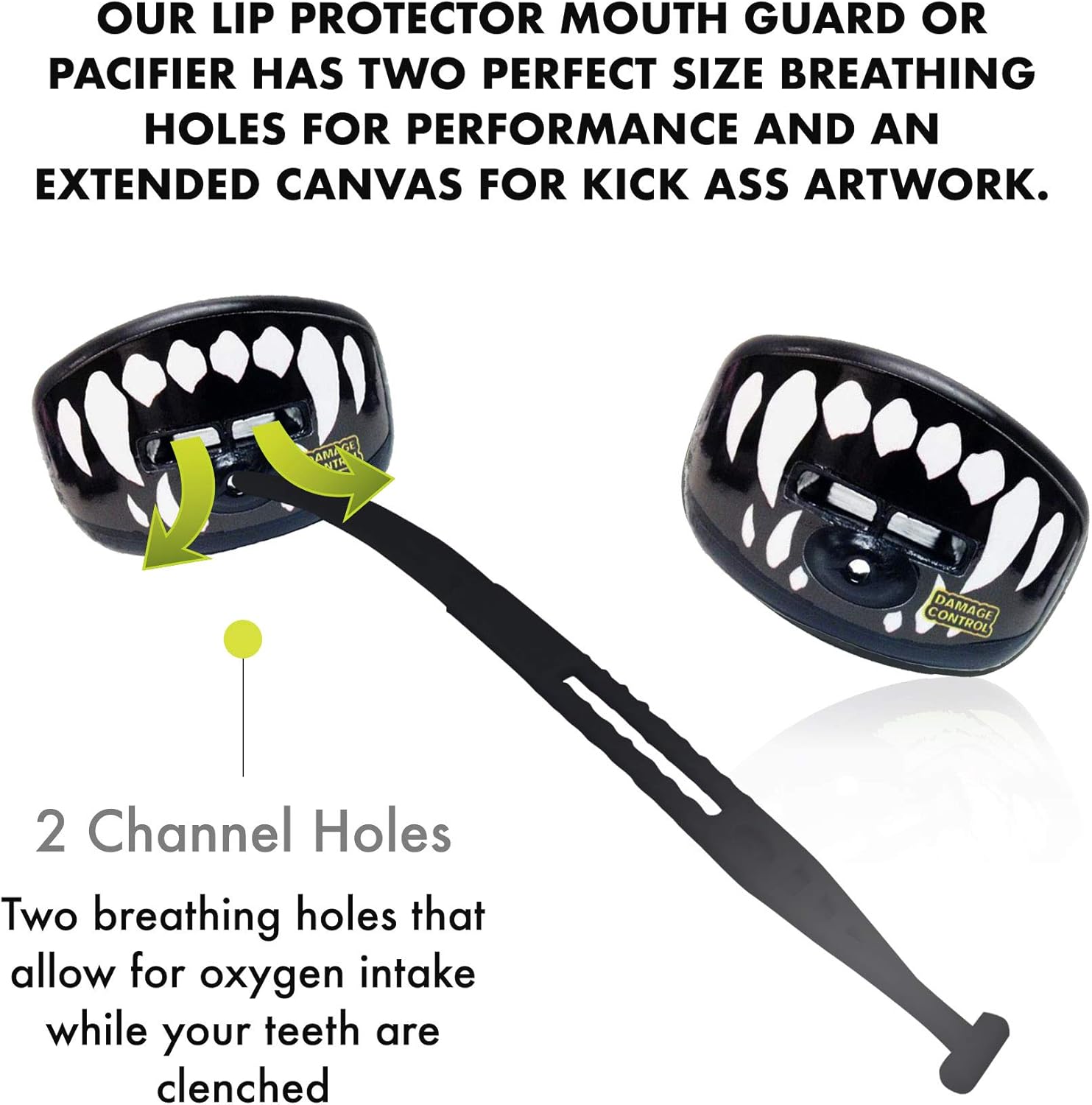 DAMAGE CONTROL Pacifier Mouthpiece – Football Mouthguard with Helmet Strap, Protects Teeth, Jaw & Mouth – Mouth Piece for Sports, No Boiling, Allows Airflow – Gear for Adults & Youth (Fangs) - Image 6