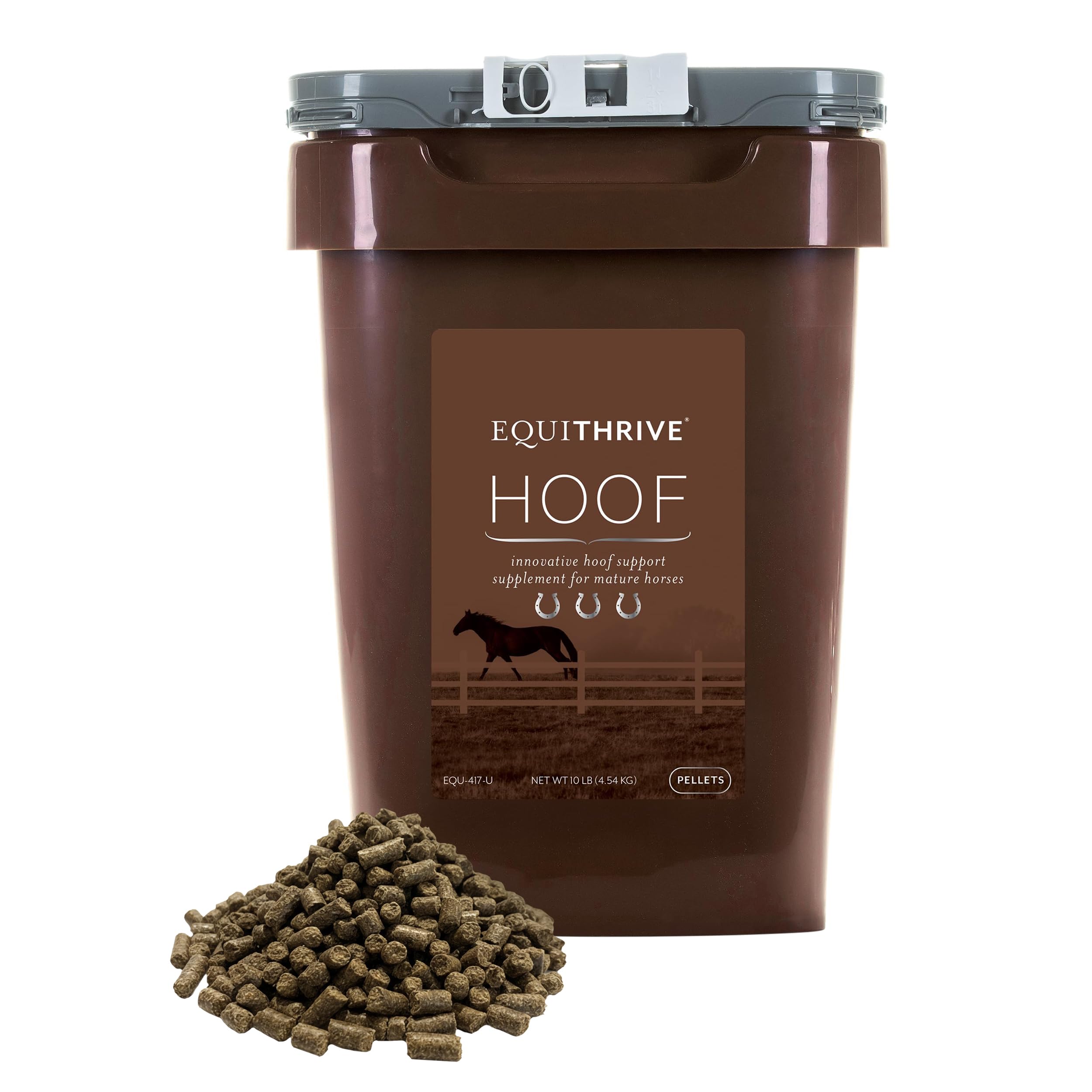 Equithrive Pellet di integratore per zoccoli per cavalli con biotina, tracce di minerali chelati, selenio, metionina e Omega 3, cura degli zoccoli equini, 4,5 kg