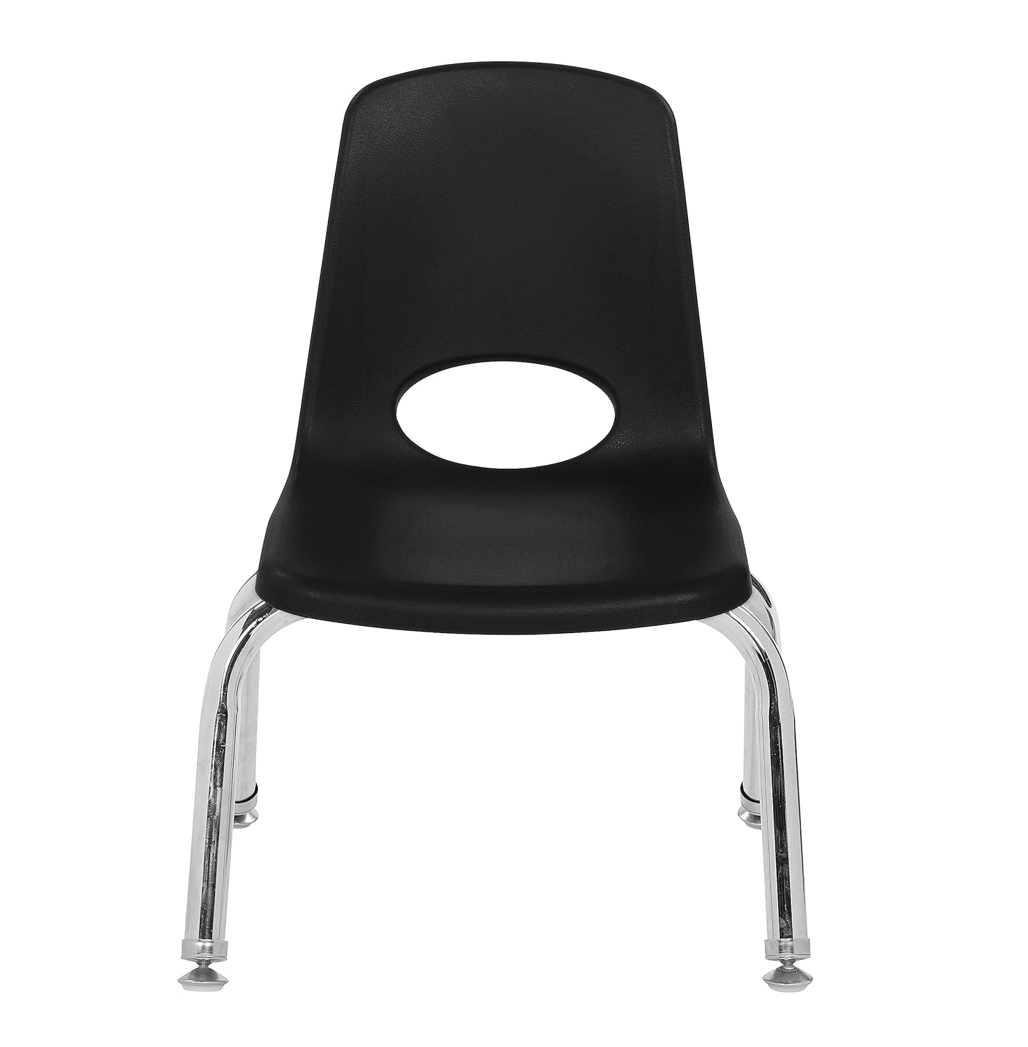 FDP 10" School Stack Chair,Stacking Student Seat with Chromed Steel Legs and Nylon Swivel Glides for in-Home Learning or Classroom - Black (4-Pack), 13227-BK