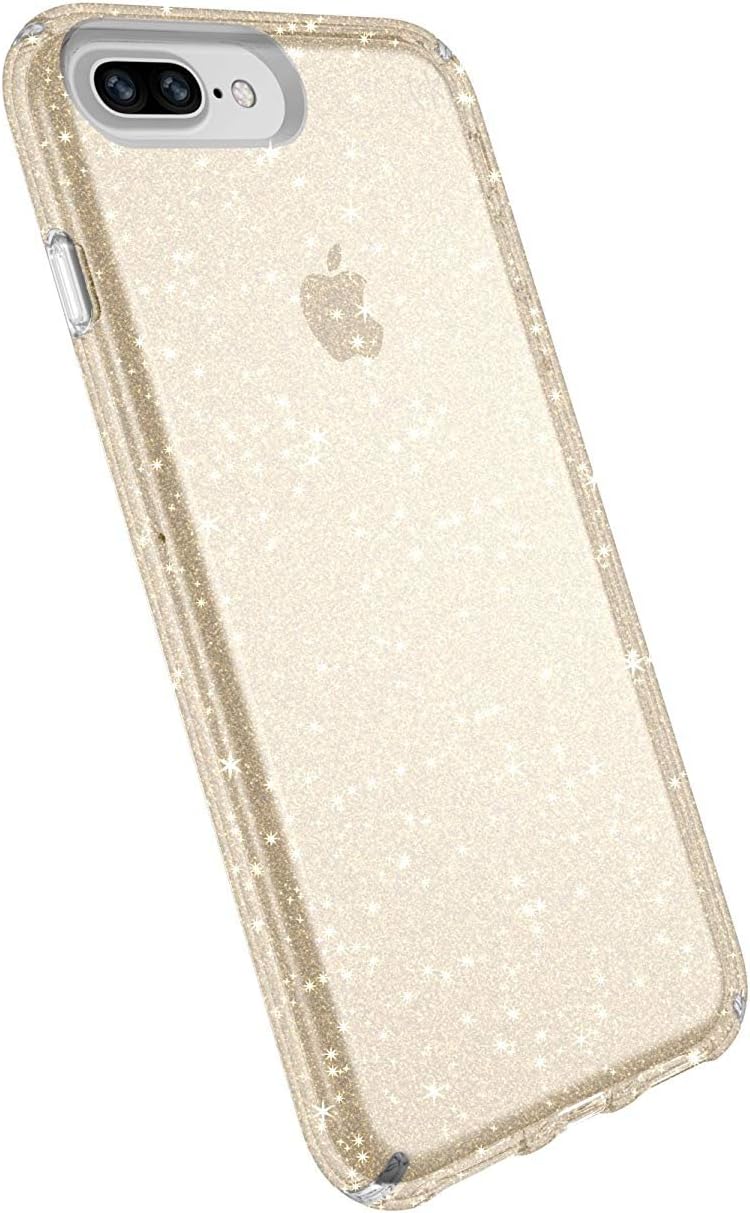 New Deal Speck Products Presidio Clear + Glitter Case for iPhone 8 Plus (Also fits 7 Plus and 6S Plus/6 Plus), Clear With Gold Glitter/Clear