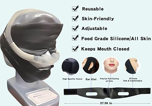 Miniatura 2 de Correa de silicona antironquidos para la barbilla, mejor sueño, mantiene la boca, correa de barbilla para ronquidos, dispositivos antironquidos,