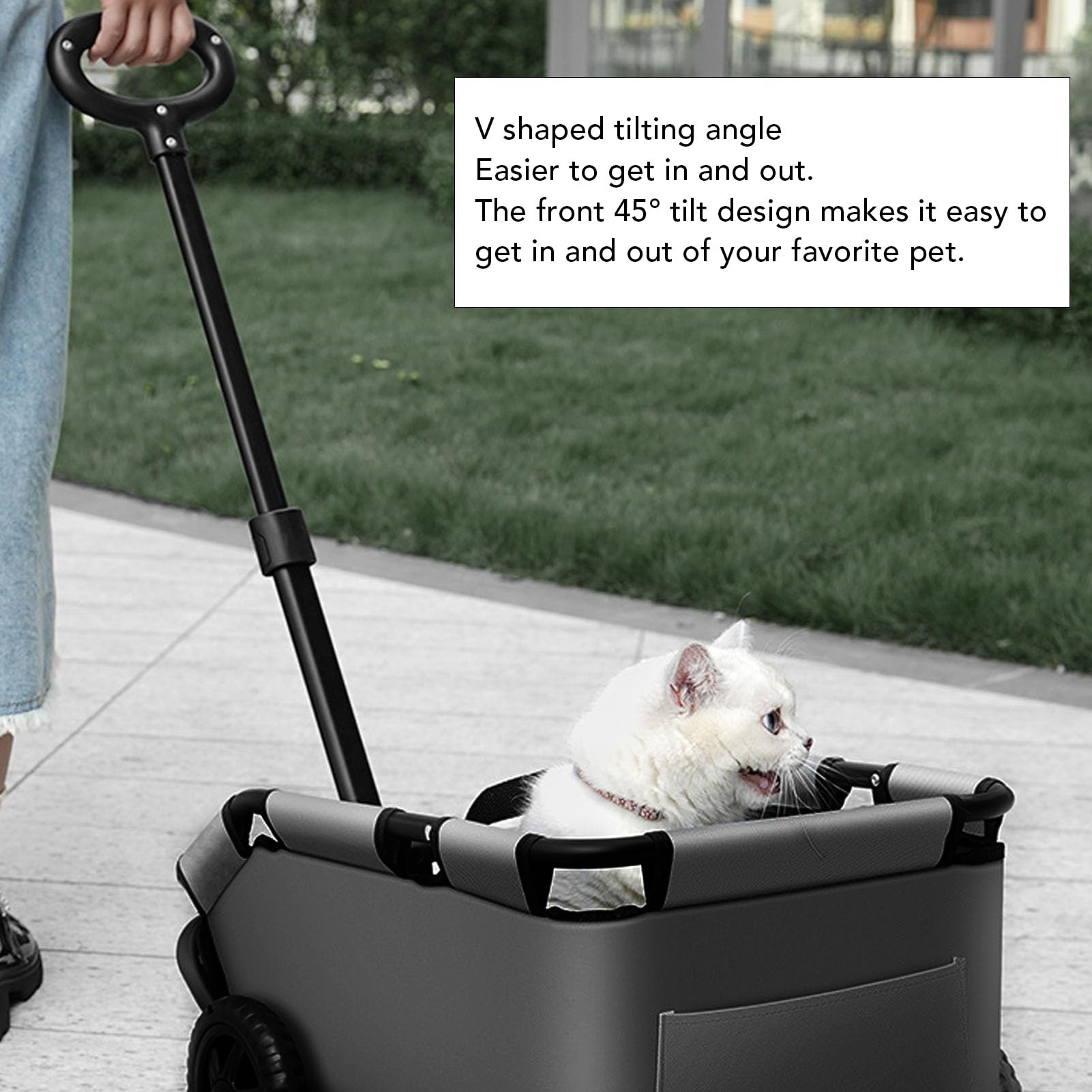Faltbarer Haustier Kinderwagen 4, Multifunktionaler Ziehwagen Faltkarren Klapper Kinderwagen mit 45 Neigungdesign für den Außenbereich (Alomejorkwc1od0u92-12)