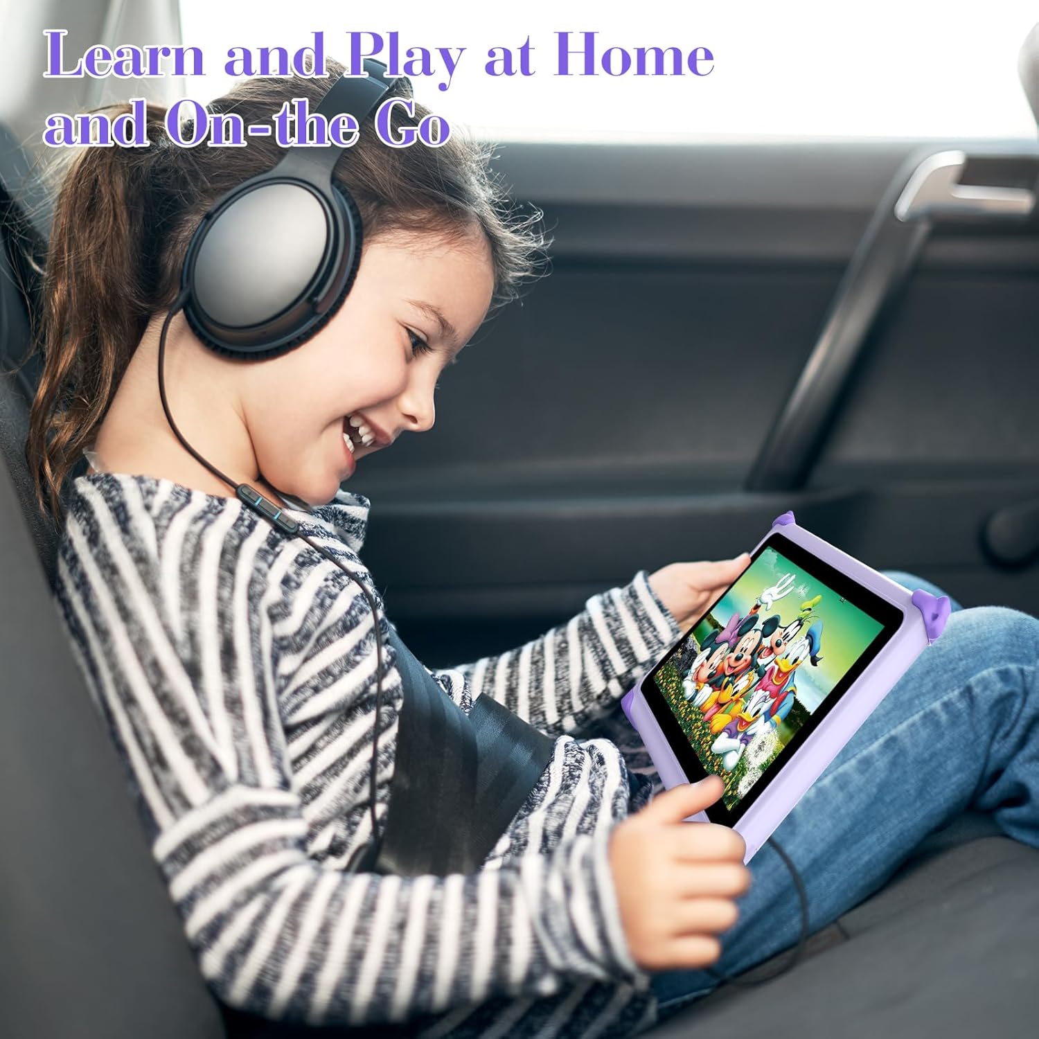 Kids Tablet 7 Inch for Kids 3–12, 32GB Android Tablet with Wi-Fi, Parental Control, Shockproof Case (Purple)