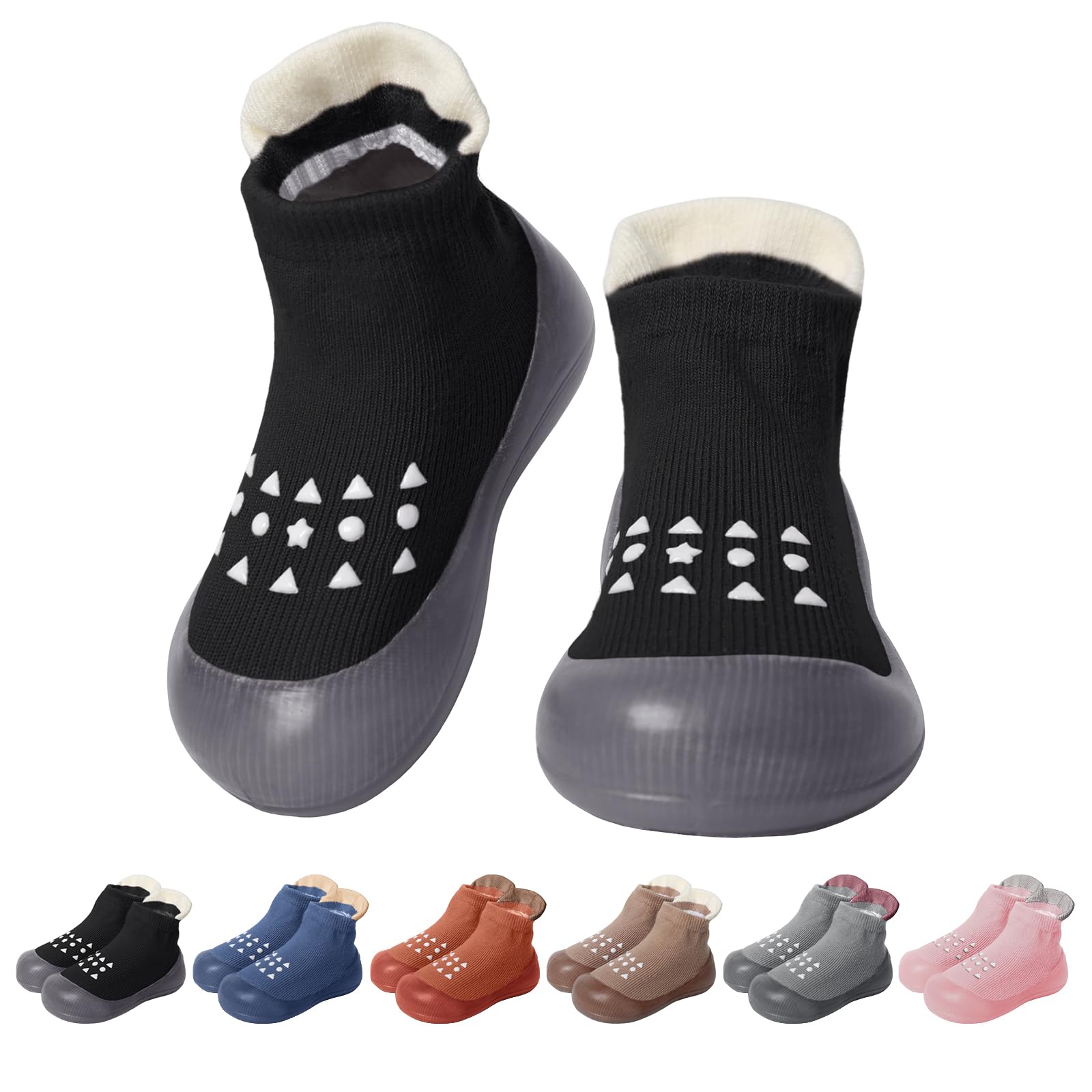 EDOTON Krabbelschuhe Baby Lauflernschuhe Kinder Sockenschuhe Rutschfeste Weiche Sohle Schuhe Babybodenschuhe für Mädchen Junge