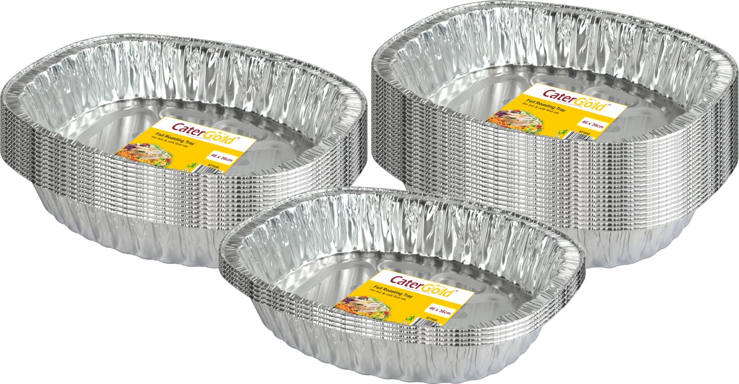 Large Oval Disposable Aluminium Foil Trays 46 x 36 x 8cm Approx (36 Pack)