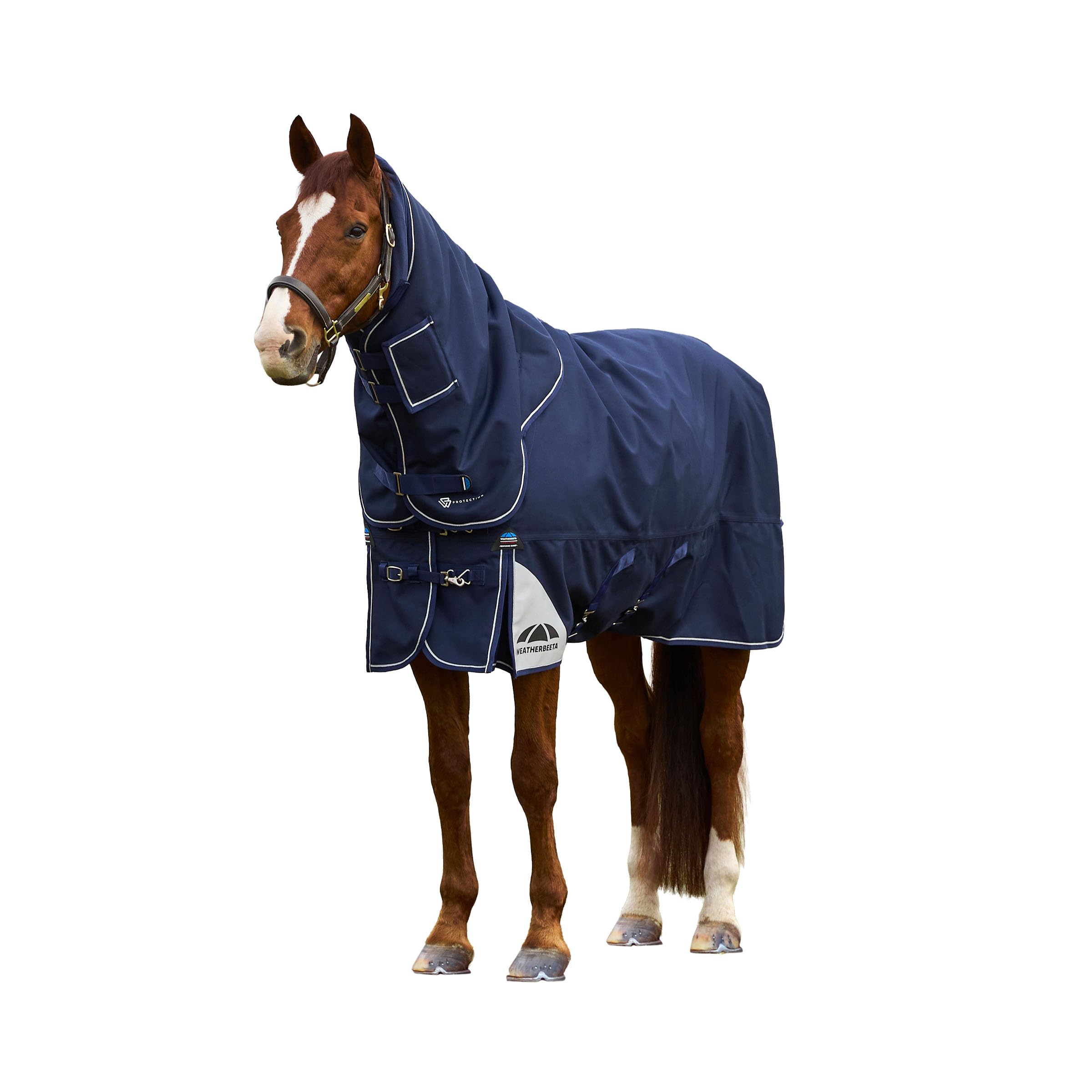 WeatherBeeta ComFiTec Ultra Turnout Detach-A-Neck 220g, Navy, 6'3