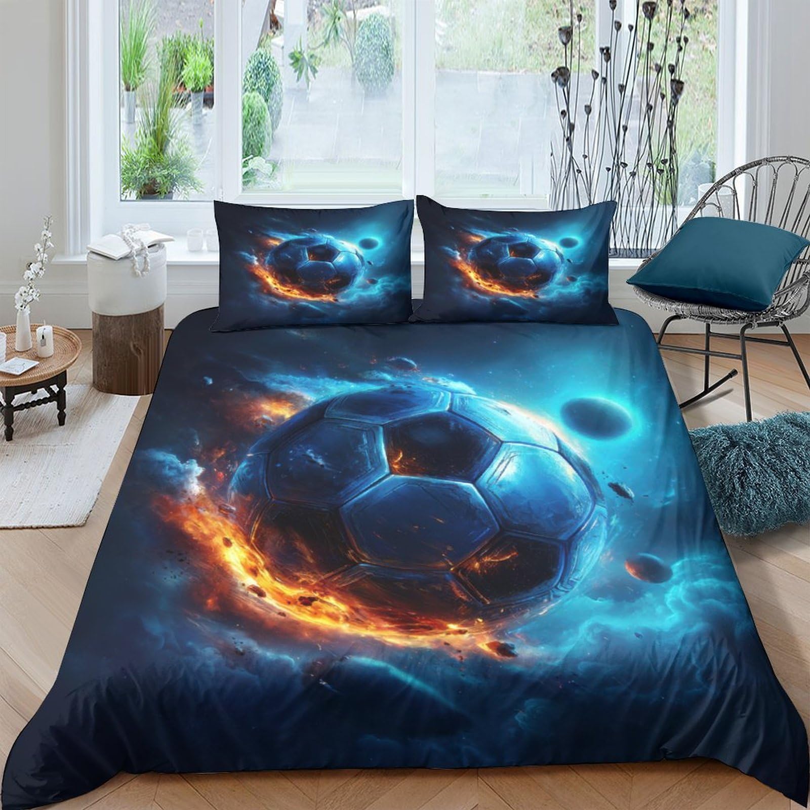 Ctjqhvkz Style-8 3D Printed Fiery Galaxy Fitted Sheet Microfiber Blue Cosmic Nebula Mattress Cover For Bedroom Dorm Home Decor Single（135X200cm）