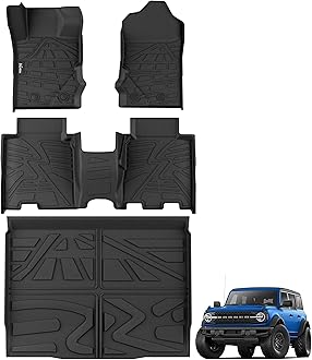 KARPAL Floor Mats for 2021-2025 Ford Bronco 4 Door (Not fit Sport & Rubberized Floor), All Weather TPE Protection Custom Fit Floor Liners, 1st & 2nd Row & Trunk Mat Ford Bronco Accessories Car Mats