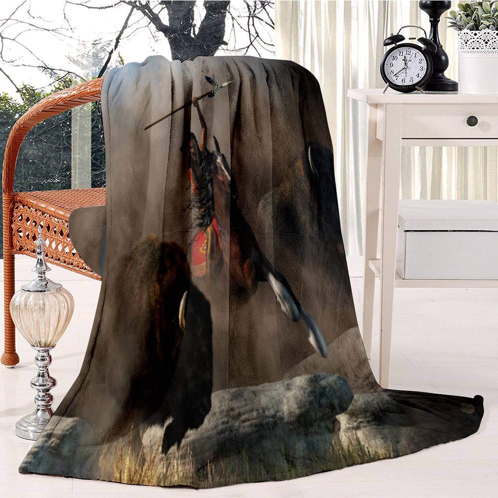 Buffalo Hunt Bed Blanket Plush Velvet Soft Warm Blanket Lightweight Microfiber Cozy Blanket Christmas Blanket for Bed Couch Chair Sofa, 130x150cm