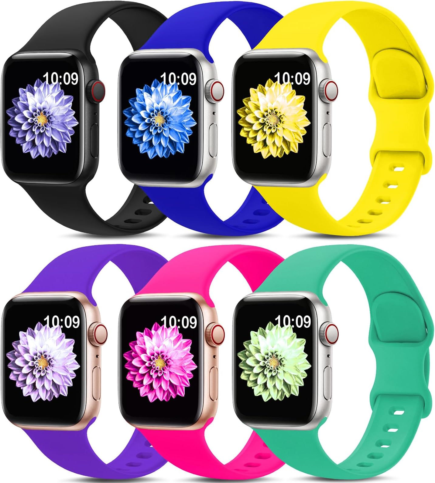 6 Pack Sport Silicone Bands Compatible with Apple Watch Band for Women Men
