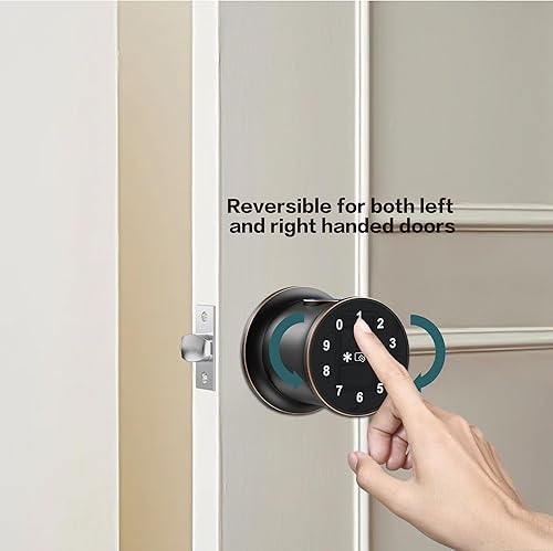 Miniatura 4 de Cerradura inteligente con pantalla táctil de huellas dactilares, bronce toscano, 100 códigos de acceso, instalación de 15 minutos