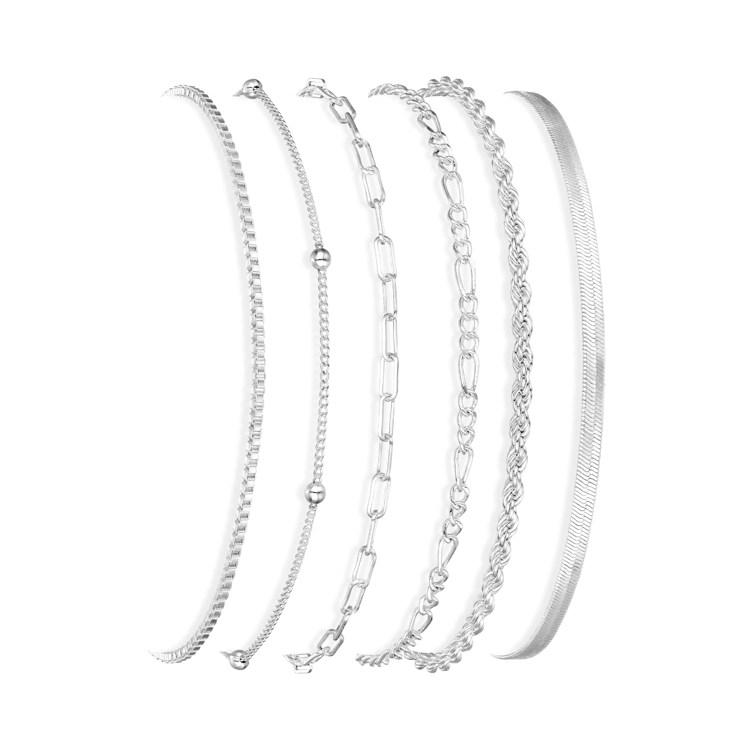 Gold/Silver Bracelets for Women Set Stackable Adjustable Bracelet 14K Gold Plated,Stack, Trendy,Sets,Snake Chain, Figaro, Paperclip, Link Chain, Jewelry Gifts
