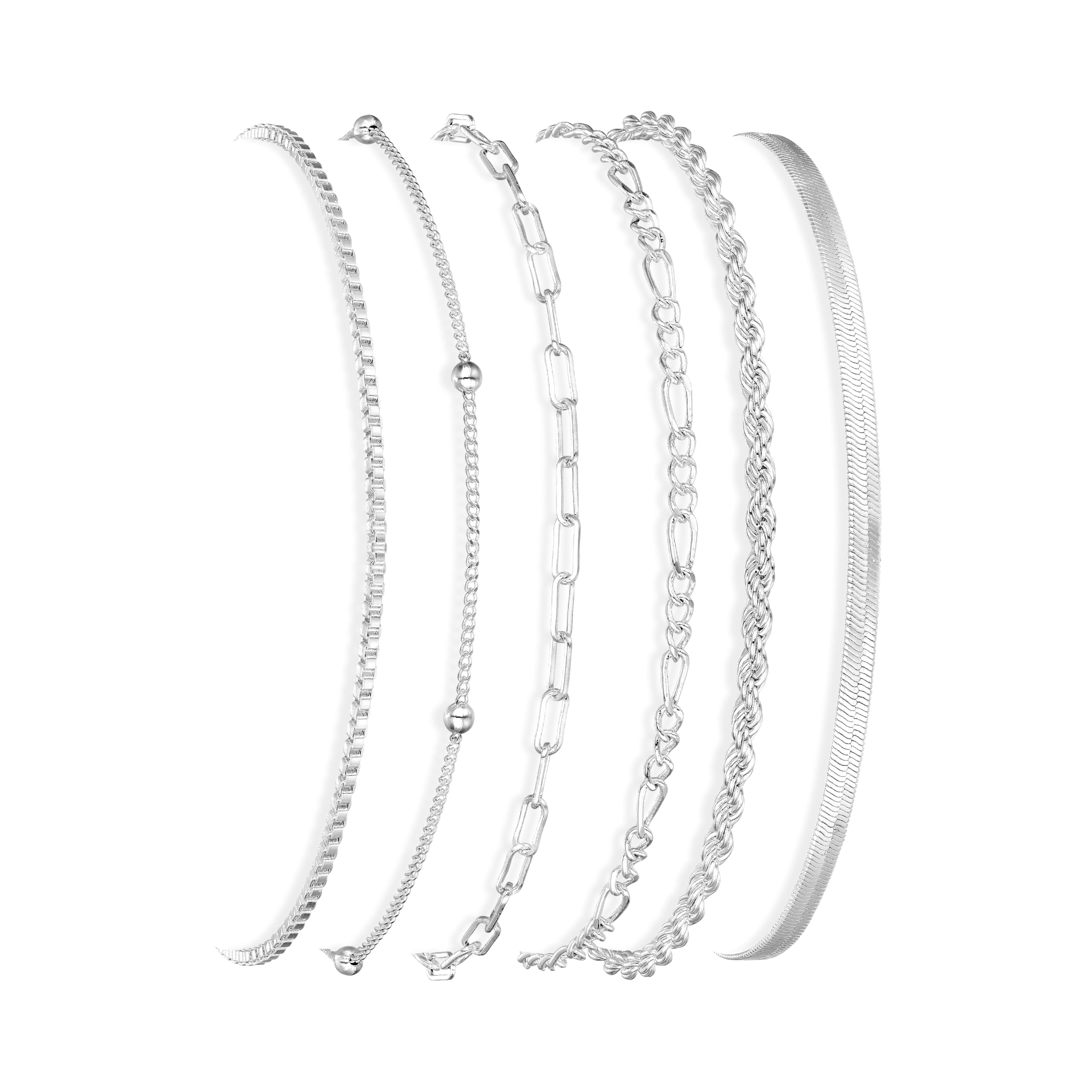 Gold/Silver Bracelets for Women,14K Real Gold Plated Bracelets Stack Trendy Jewelry Sets Stackable Snake Chain Figaro Paperclip Link Chain Adjustable Bracelet Pack Jewelry for Women