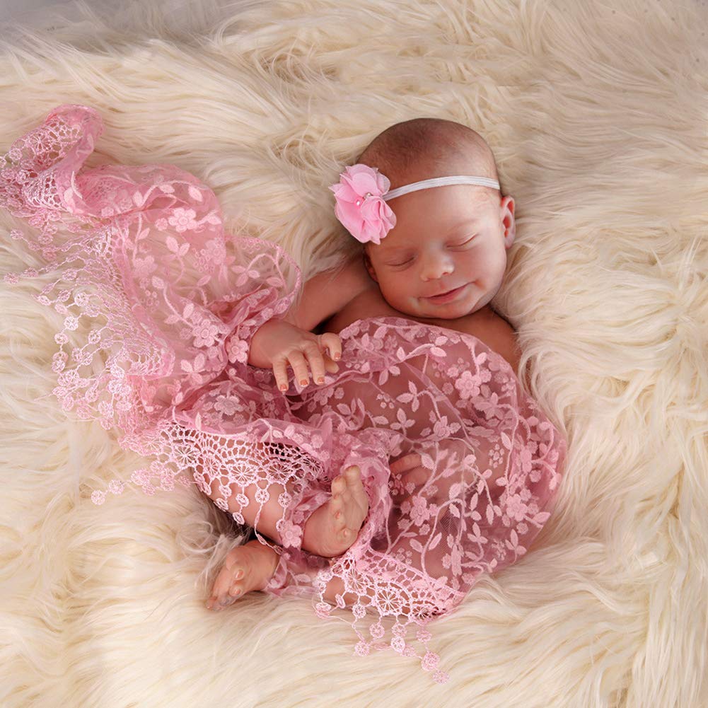 Baby Fotodecken-Set Für Neugeborene - 3-teilig Mit Wickeldecke, Stricktuch Und Stirnband, Weich, Waschbar