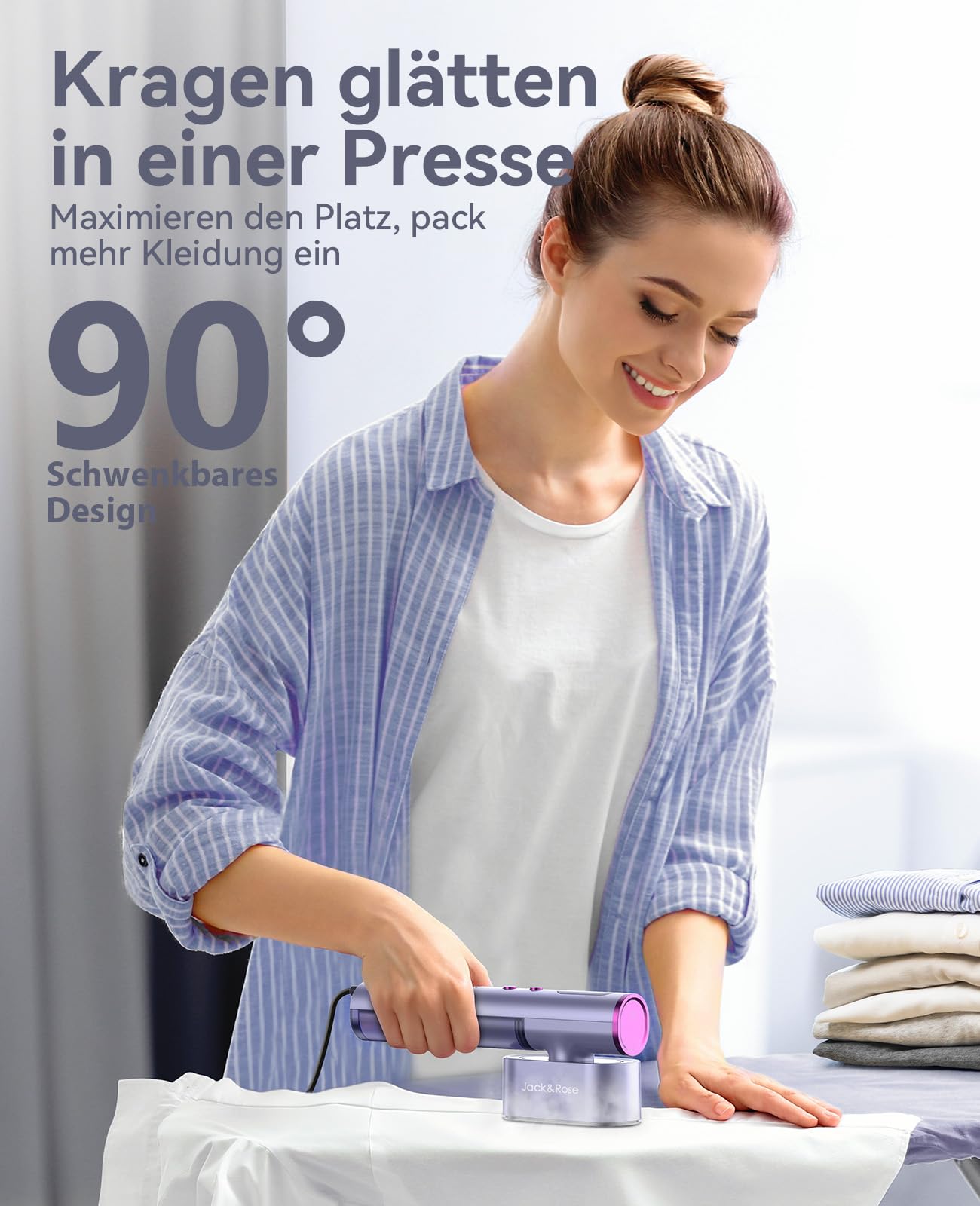 Reise Dampfglätter mit weltweiter Spannung 100-240V Tragbare Steamer für Kleidung, 2-in-1 Reisebügeleisen 1000W Steam iron, schnelles Aufheizen Steamer dampfglätter für Globale Reisen Lila
