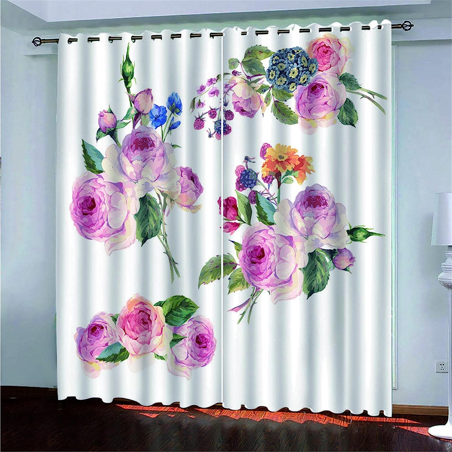 Rideau occultant contre le bruit et le froid motif fleurs 3D