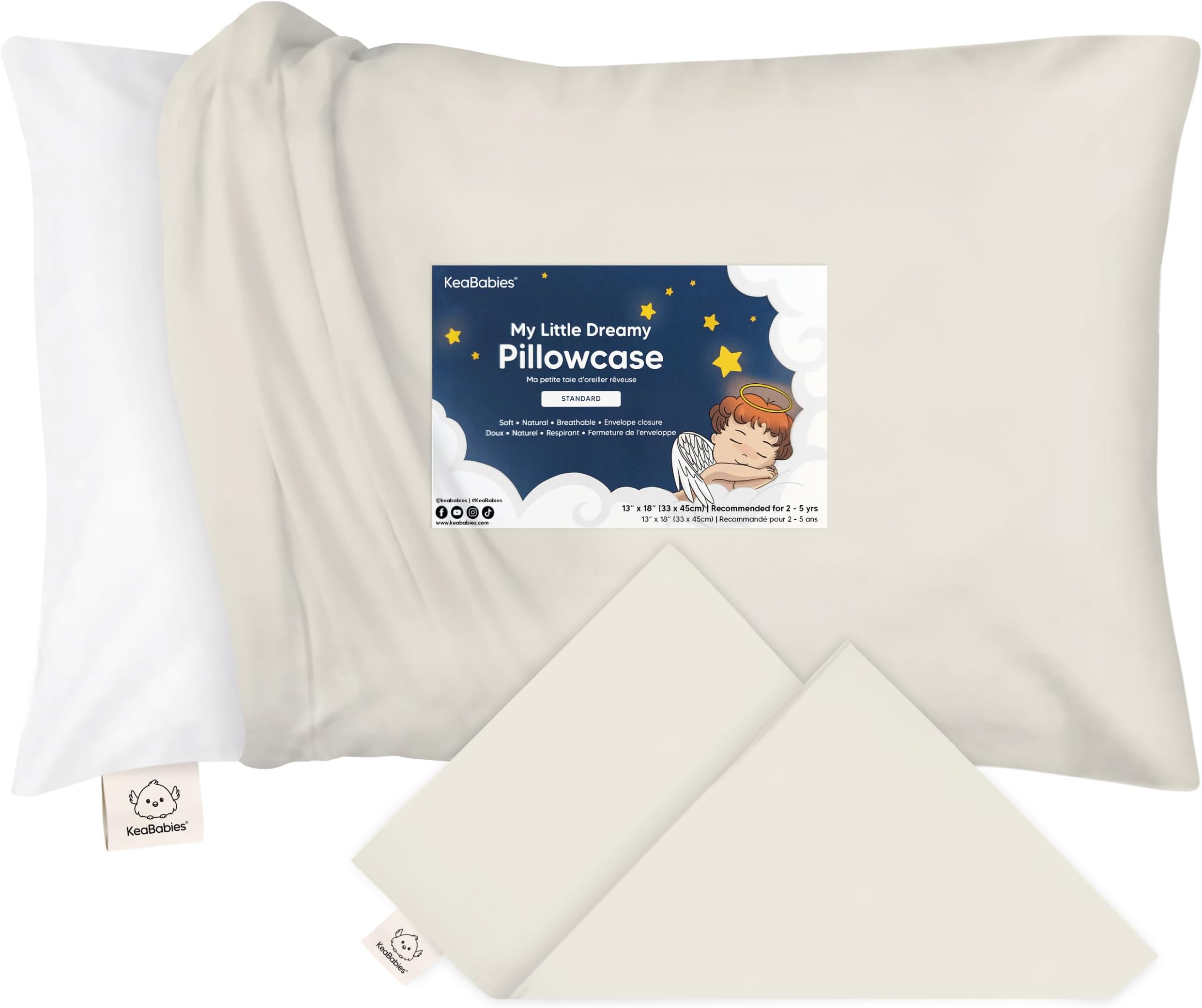 KeaBabies Toddler Pillowcase 13"x18" - Organic Cotton Toddler Pillowcase for Kids, Boys, Girls, Soft & Durable Cotton Cover for Miniature Sleepy Pillows, Cute Colors, Pillow Sold Separately (Clay)