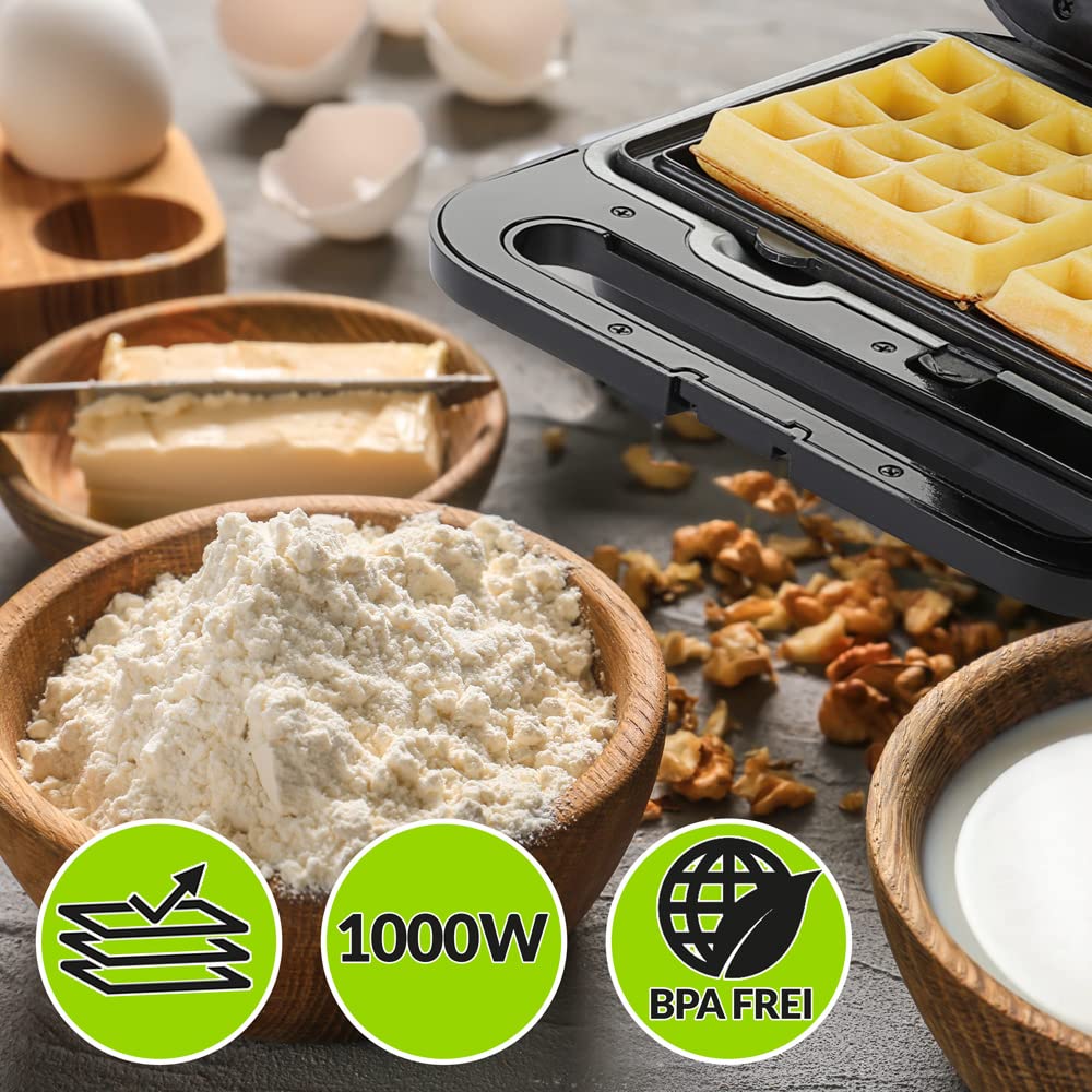 MONZANA® Sandwichera 3en1 XXL Parrilla Gofrera 3 Placas Extraíbles Revestimiento Antiadherente sin BPA 1000W