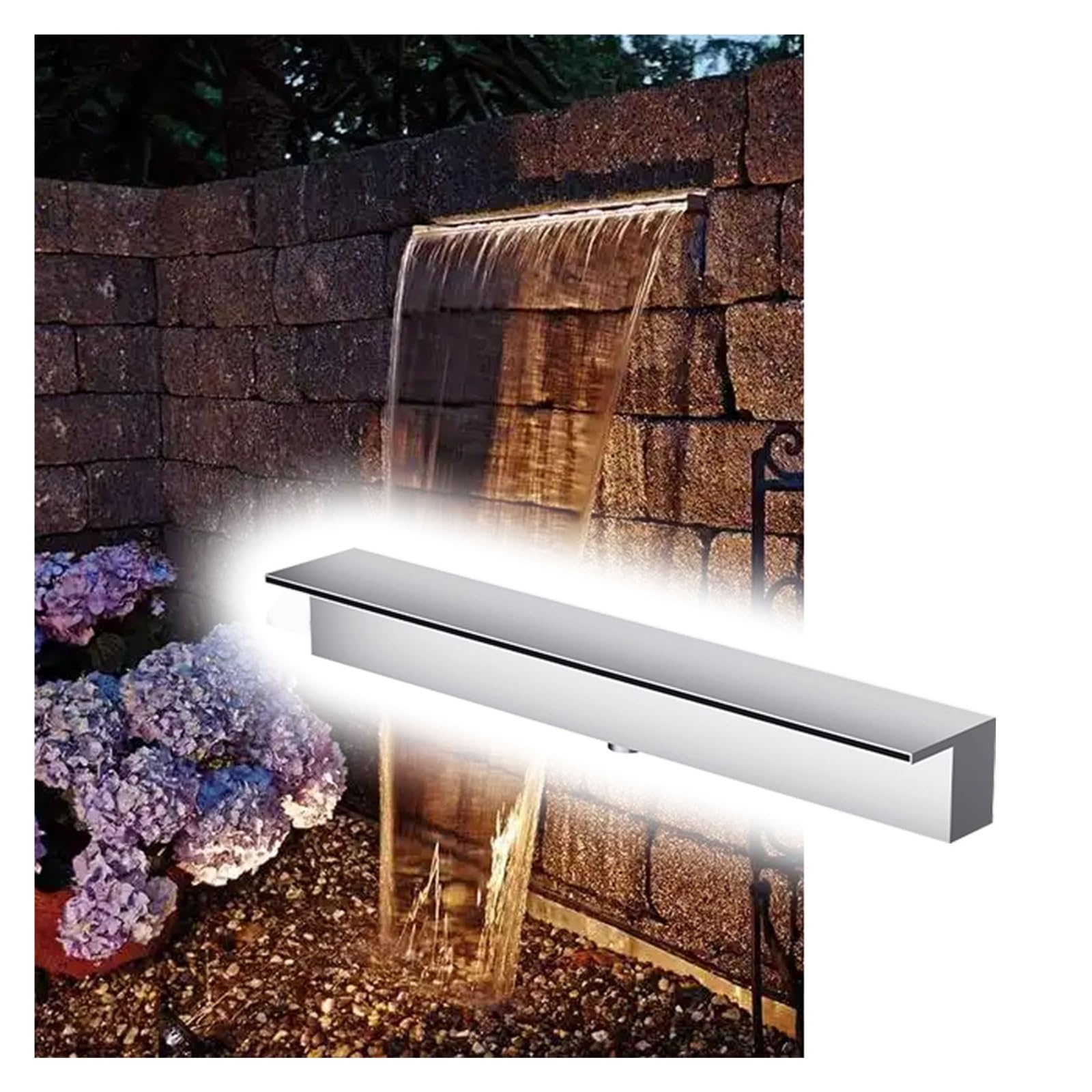IvyLoutish Large Stainless Steel Waterfall Spillway Blade for Ponds & Fountains, Elegant Water Feature for Home & Commercial Decor, 105CM Silver Finish
