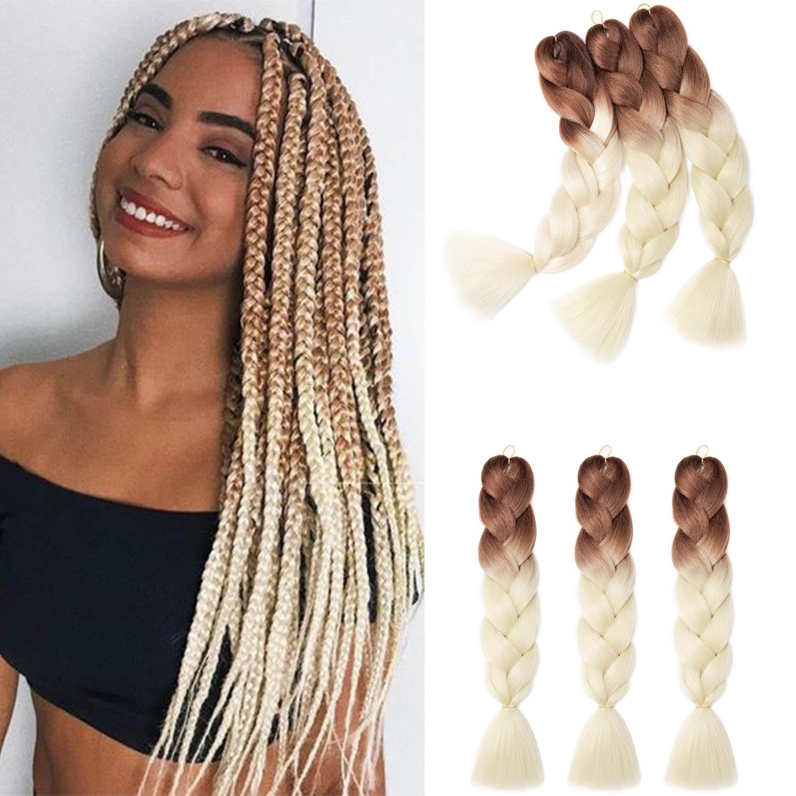 60cm Extensiones de Pelo Trenzas Africanas Castaño Oscuro Extensiones para Trenzas Africanas 1 pcs 100g Kanekalon Pelo para Trenzas Africanas Sintetico Extensiones de Trenzado Cabello Braiding — view 94