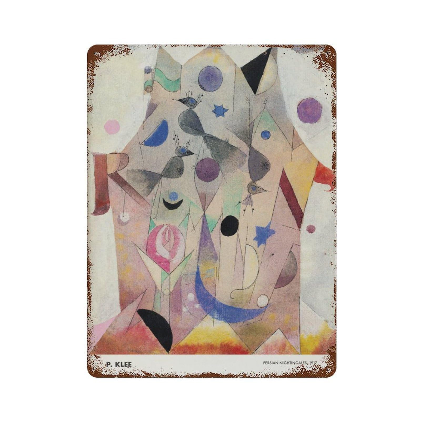 xiaoxiaoshen Paul Klee 'persian Nightingales' Abstract Wall Decor Art Metal Tin Poster Modern Home Decor Art Home Bar Shop Decorations Vintage Sign 40x30cm