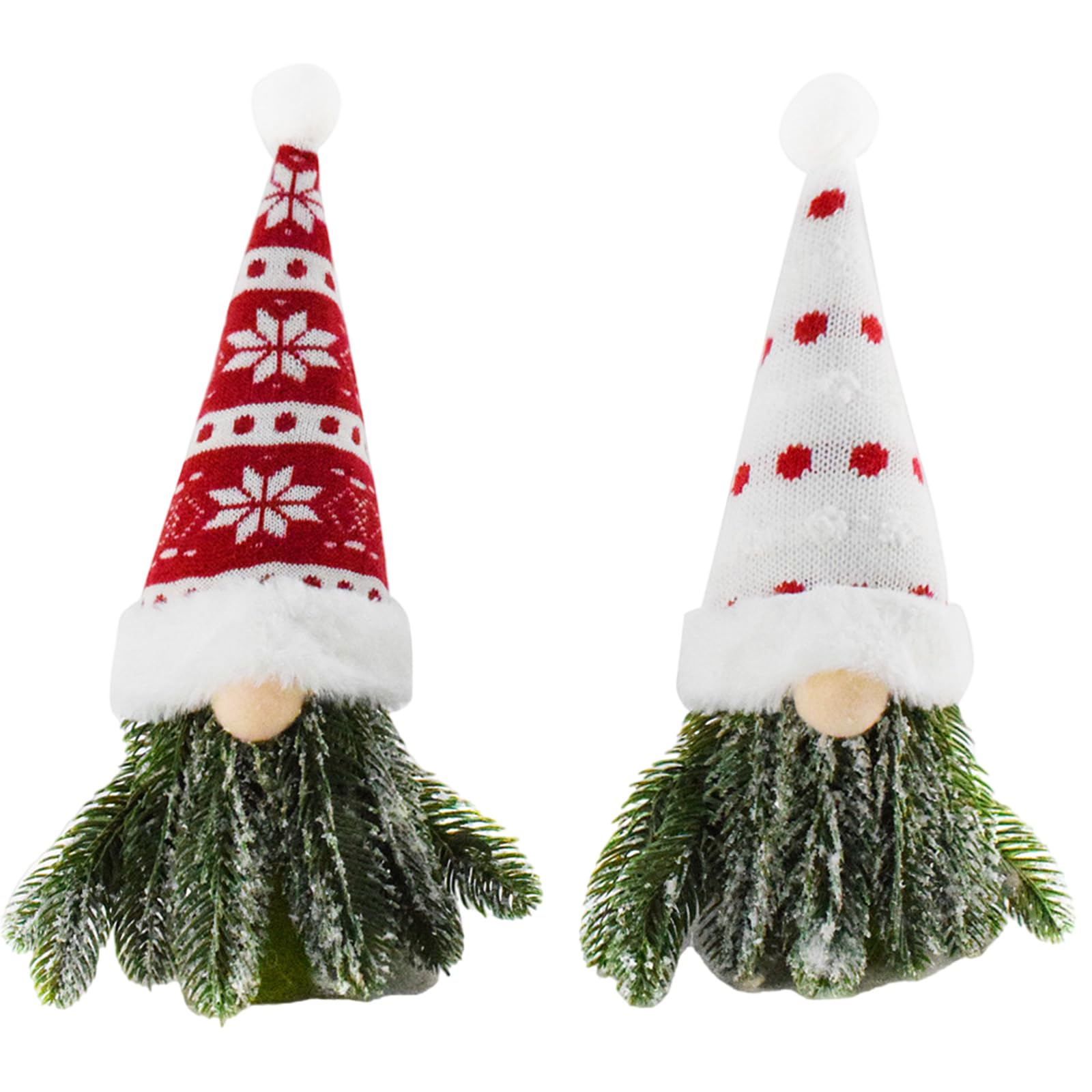 Kalttoy Of 2 Christmas Gnomes Figurines Branch Santa Shaped Ornament Seasonal Dwarf Tabletop Decoration Yuletide Accessory Christmas Decorations