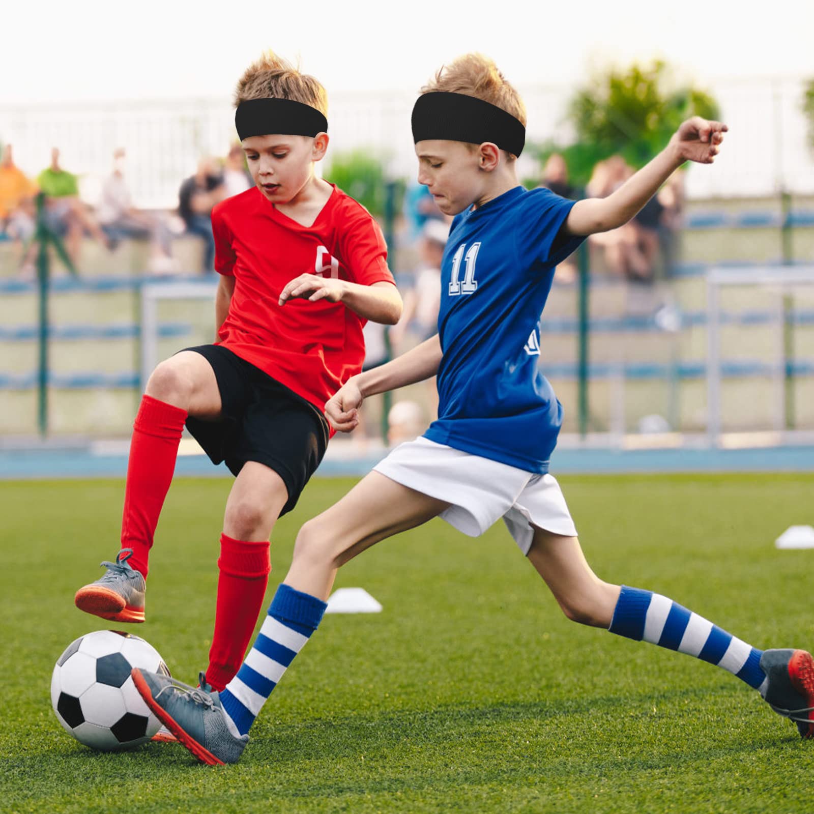 WLLHYF WLLHYF Lot de 2 bandeaux de sport élastiques et respirants pour enfants, absorbant la transpiration, pour le basket-ball, la course à pied