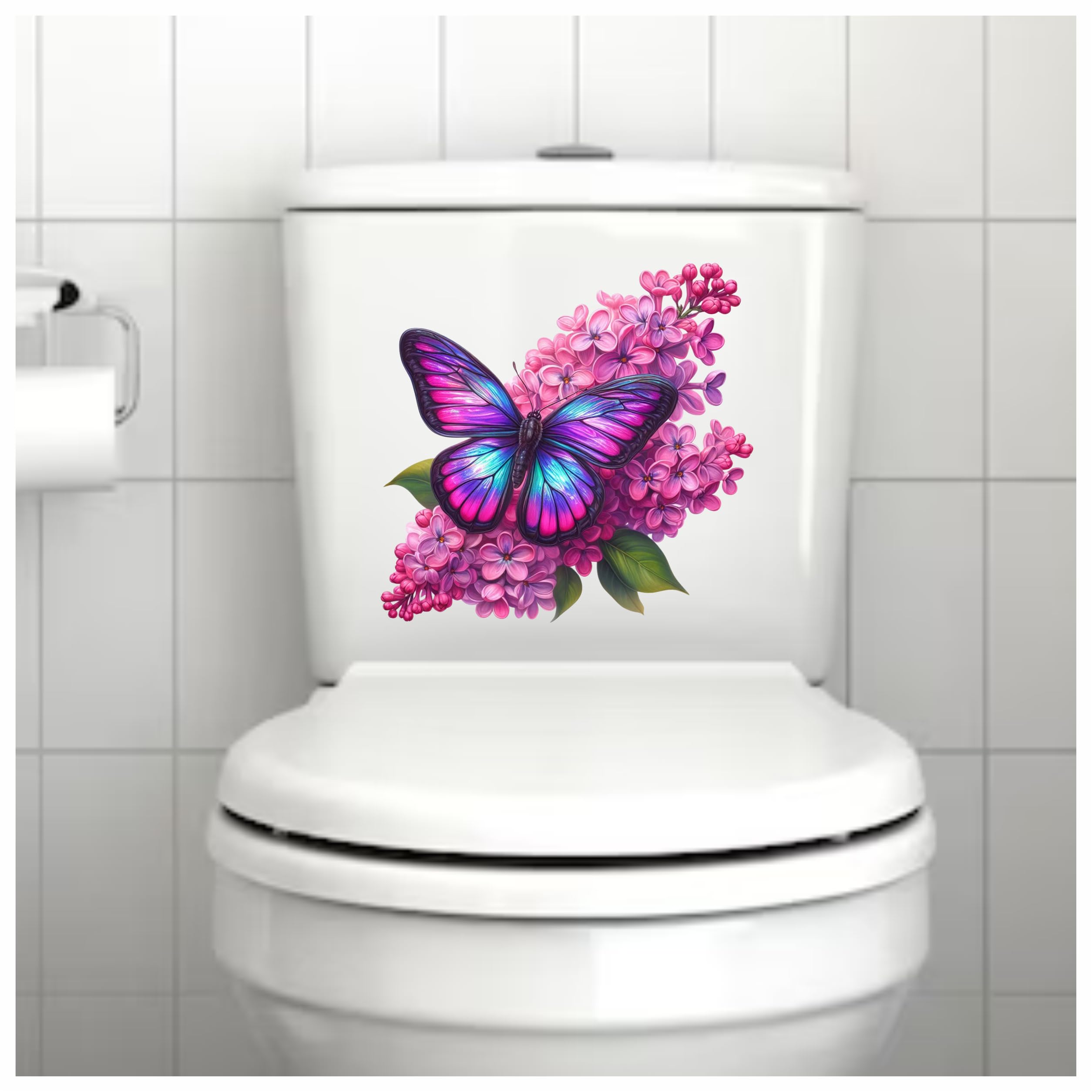 x4 Violet Butterfly Flower Vinyl Stickers - Image 2