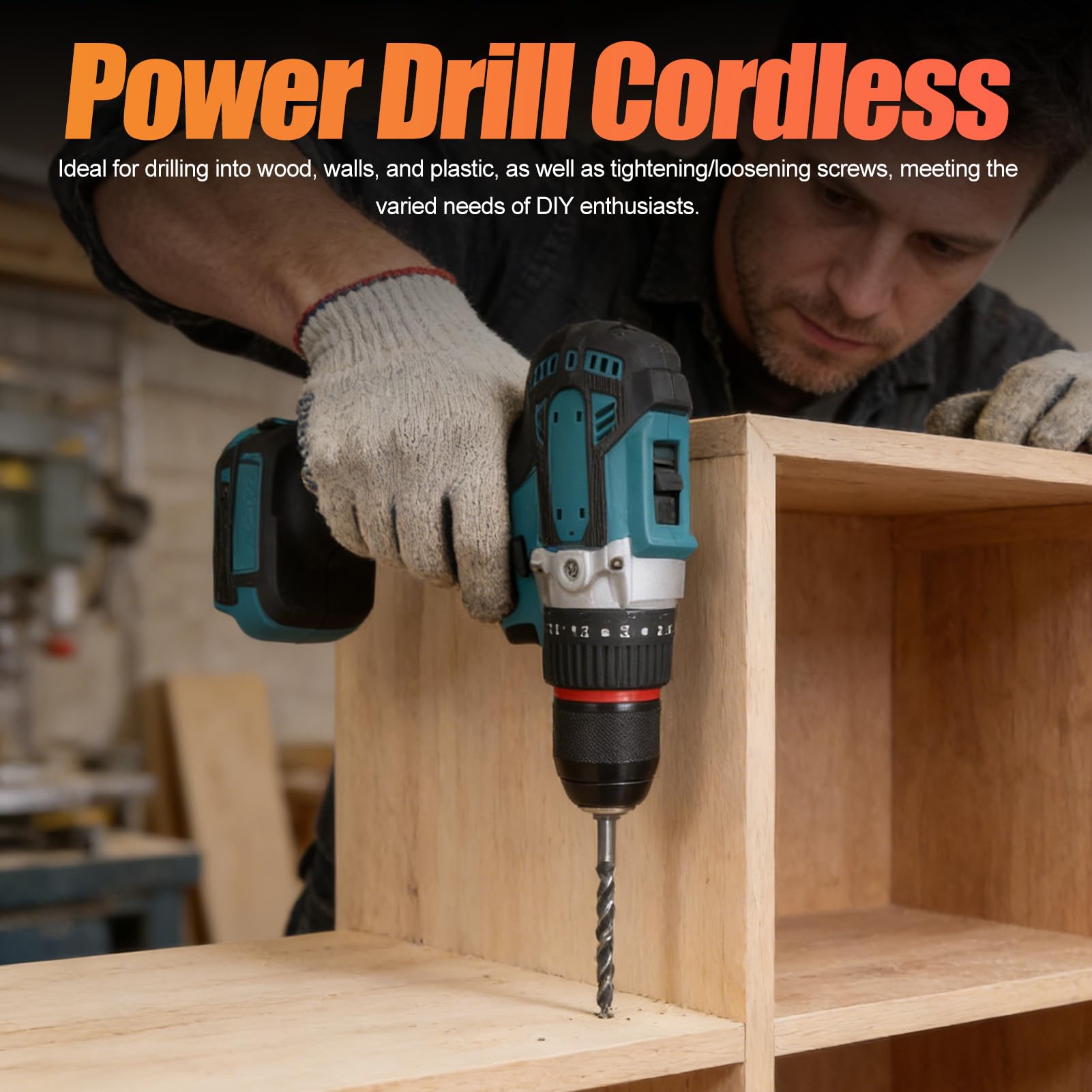 Taladro Inalámbrico para Batería Makit de 18 V, par Potente Máximo de 140 Nm, 3 Configuraciones de Torsión y 2 Velocidades Variables, 0-450 R/min, 0-1800 R/min, para Bricolaje y