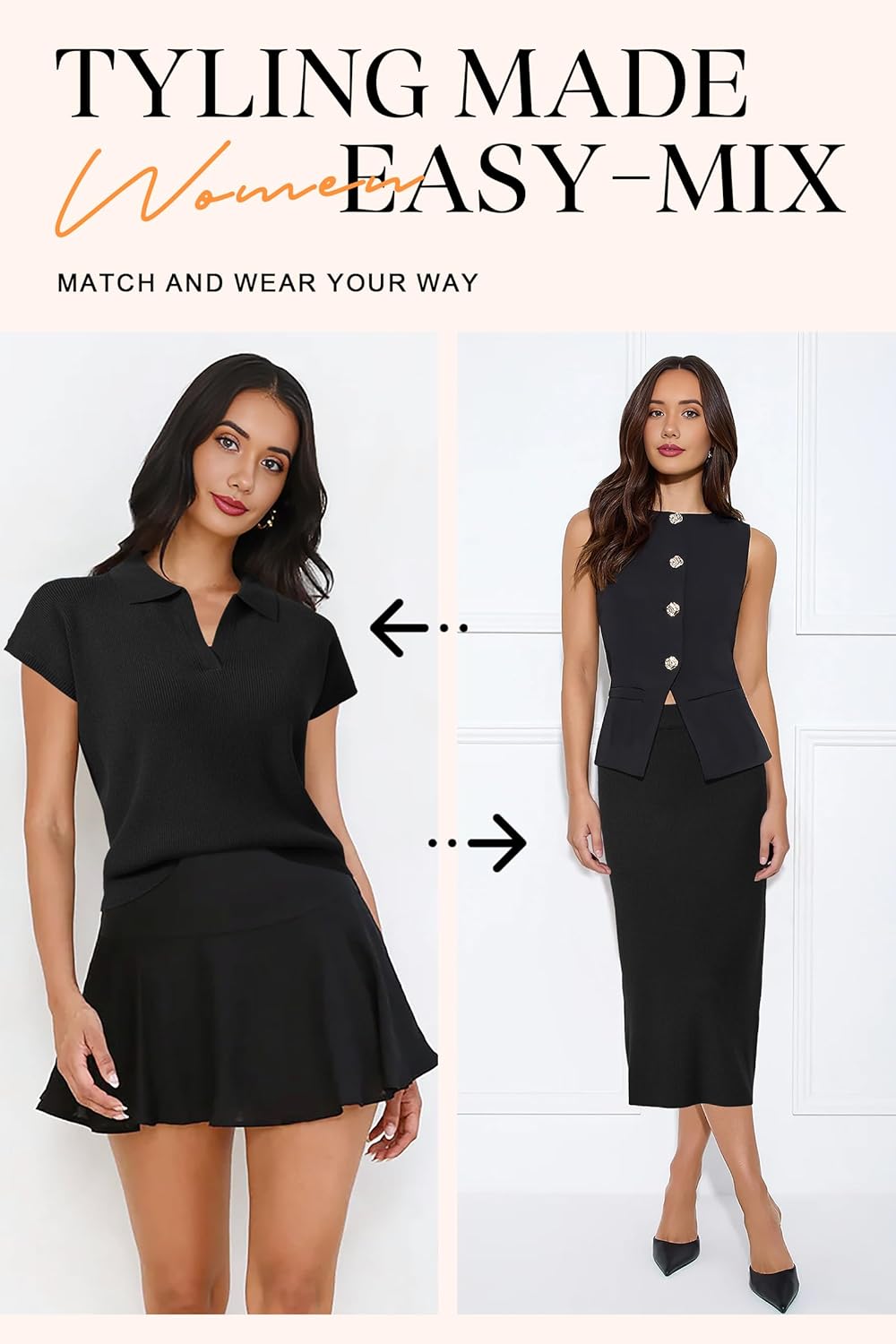 Arach&Cloz Women's Soft 2 Piece Sets Summer Polo Shirt and Midi Skirt Sweaters Outfits 2025 - Image 6