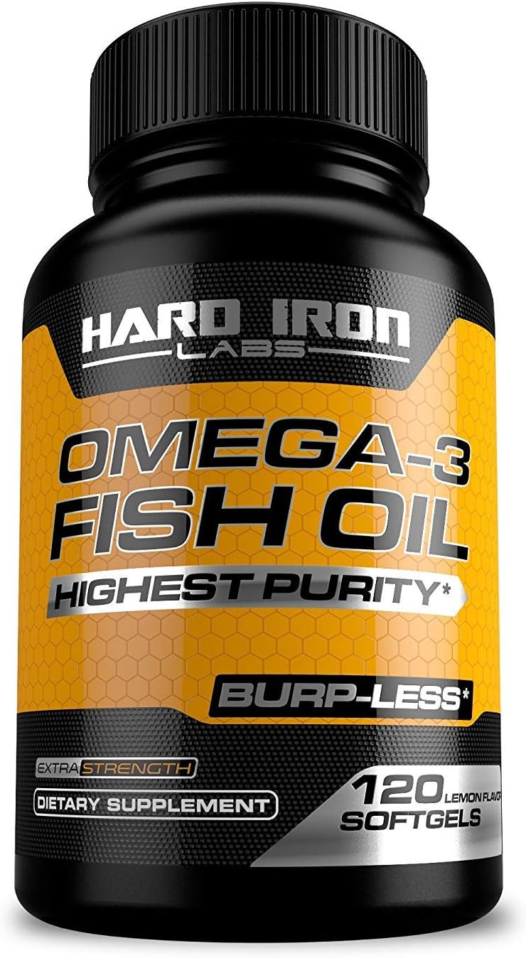 Omega 3 Fish Oil w/Triple Strength EPA & DHA. Highest Concentration w/Fatty Acids. Supports Heart Health & Brain Development, Burpless, Non-GMO Supplement Pills, Lemon Flavor - 120 Softgels