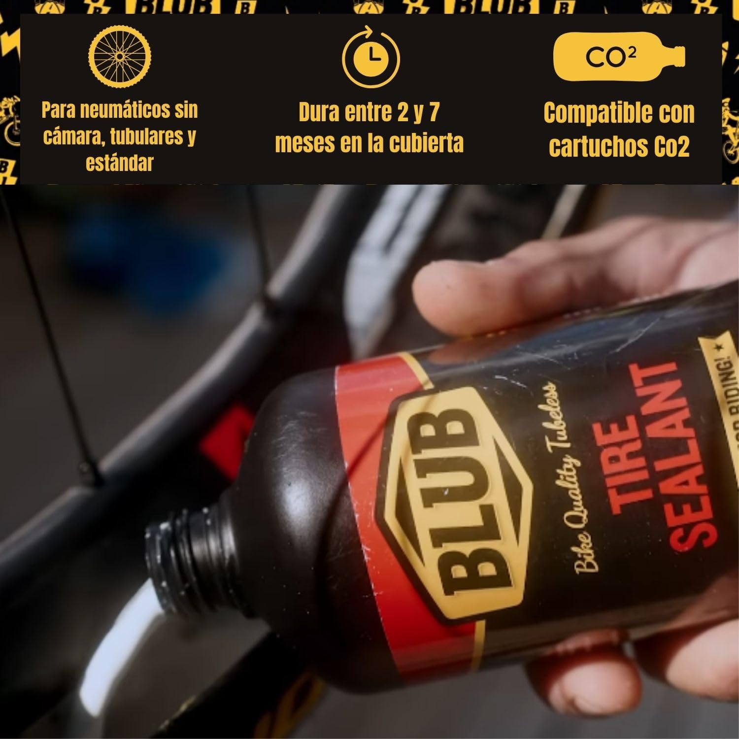 BLUB liquido tubeless MTB 500ml | Liquido Antipinchazos Bicicleta | Sellador Repara Pinchazos Bicicleta | Kit Reparacion Neumaticos, Parches Bici | Gel Antipinchazos para Jeringa Tubeless