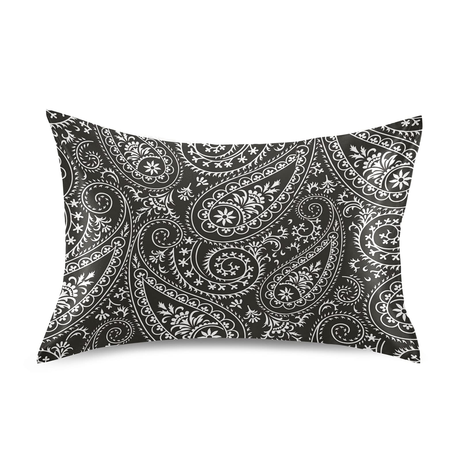 Poeticcity Multi 19 Tradition Indian Paisley Silky Satin Pillowcase For Hair And Skin, Soft Breathable Bed Pillow Cover, Decorative Silk Pillow Cases, Queen Size 20X30 Inches