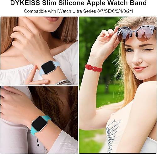 Miniatura 5 de DYKEISS Correa de silicona delgada deportiva compatible con Apple Watch Band de 1.496 pulgadas, 1.575 pulgadas, 1.654 pulgadas, 1.654 pulgadas,