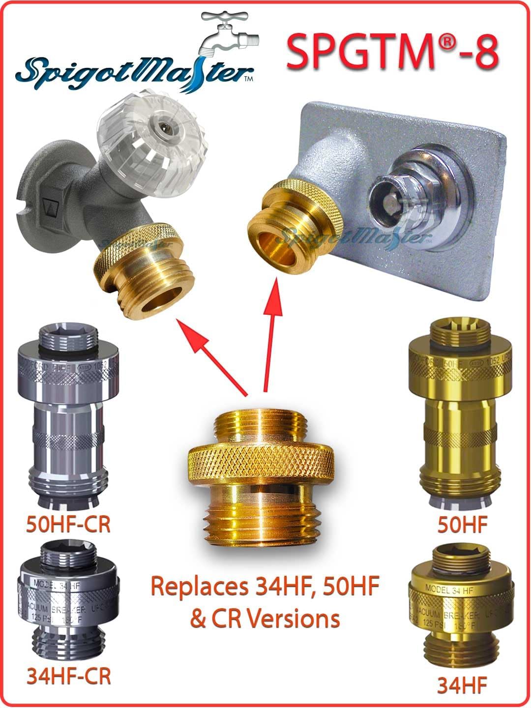 SPGTM-8 ~Woodford Hose Bibb Adapter Replaces 34HF, 50HF & 55437 w/a Straight-Through Connector for Spigots, sillcocks & Wall/Yard Hydrant Models 24/26/Y2/etc
