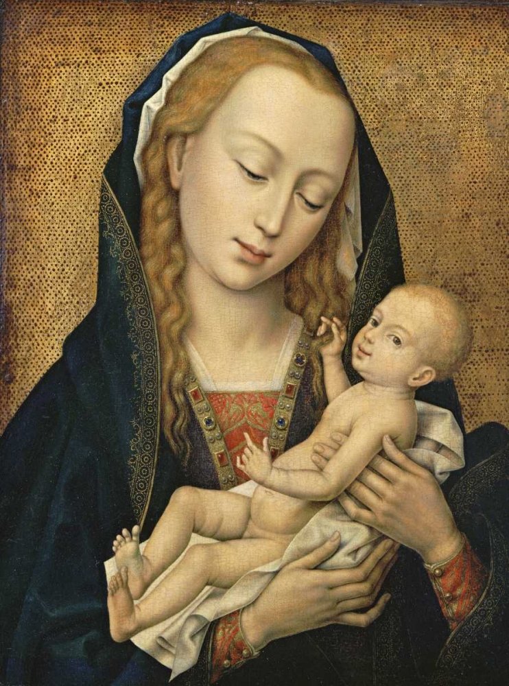 Obraz na ROLLED CANVAS Virgin and Child Van Der Weyden Rogier - religia sztuka pionowa druk religia i duchowość płótno sztuka piękna 31_X_22_in