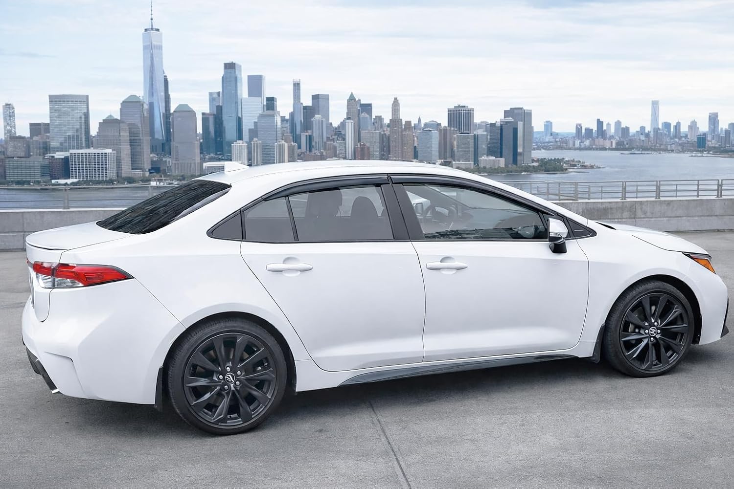 2019-2026 Tape-On Side Window Visor Deflectors for Toyota Corolla Sedan L LE SE XLE XSE FX Hybrid Dark Tinted Rain Guards 2020 2021 2022 2023 2024 2025