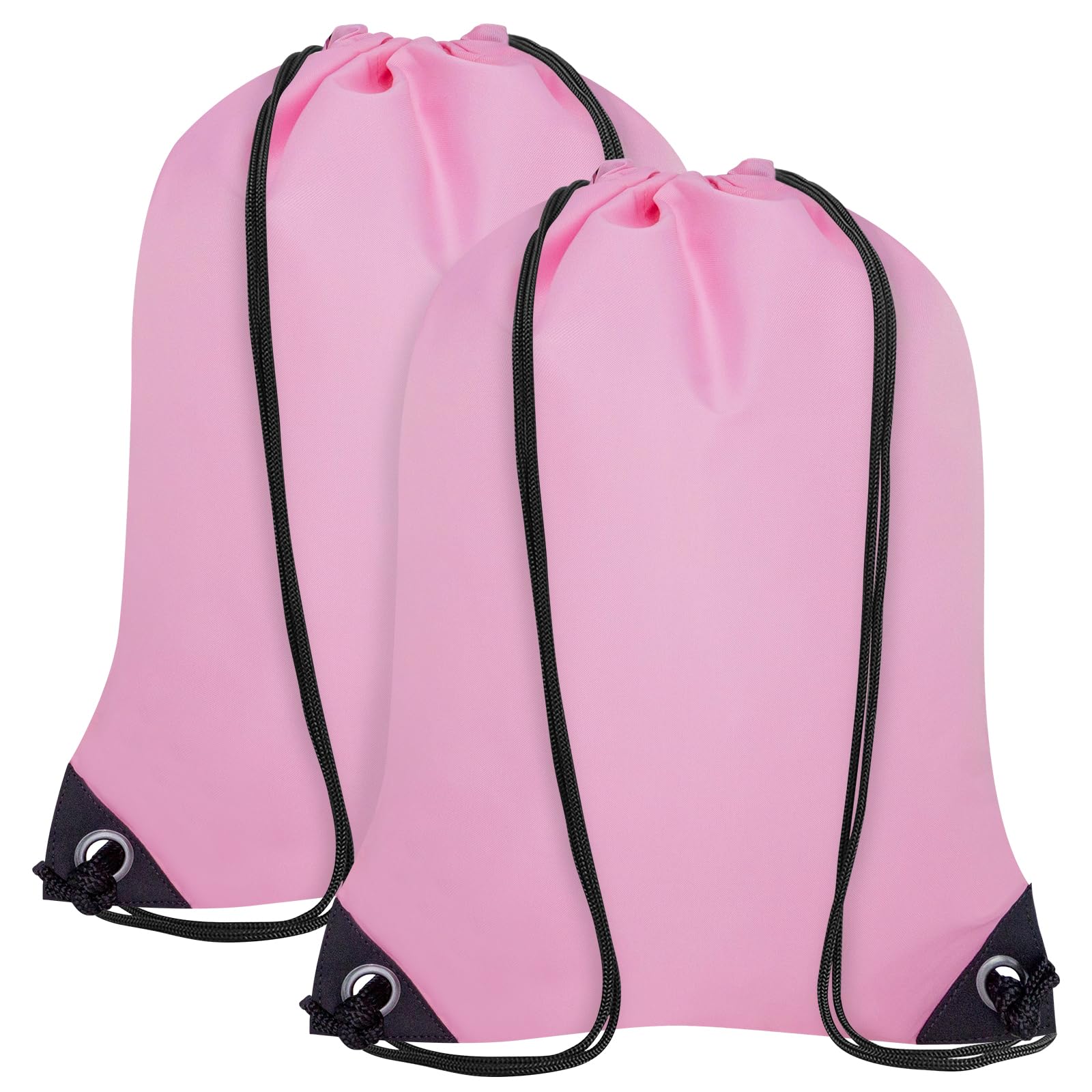 CALACH 2PCS Drawstring Bags Bulk, String Backpack for Men Women, Cinch Bag Draw String Back Bag for Gym, Sports, Travel, Swimming, Beach, Pink