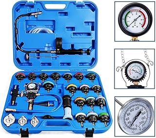 CALU LUKY 28 Pcs Universal Radiator Pressure Tester, Coolant Pressure Tester kit Vacuum Type Cooling System Tool Kit w/Carrying Case, Pressure Tester Kit,Cooling System Pressure Tester Kit