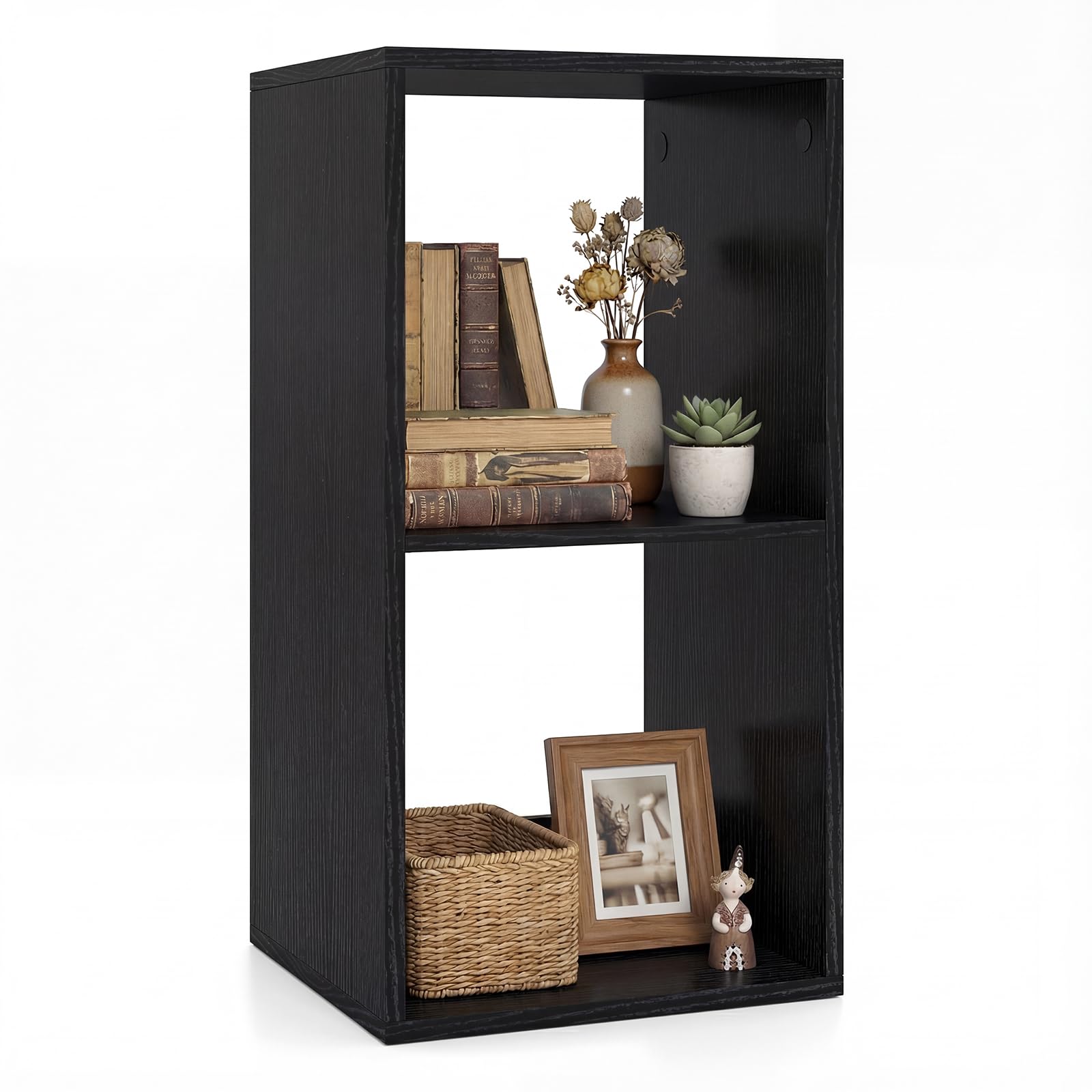 COSTWAY 2/3/4 Cube Bookshelf, Modern Vertical Bookcase with Anti-tipping Kits, Freestanding Open Storage Organizer for Living Room, Bedroom, Study (35 x 33 x 69 cm, Black)