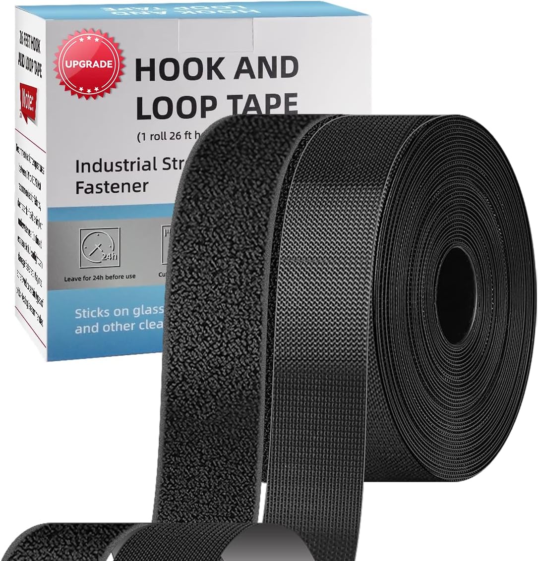 KRUI 26 Feet x 1 Inch Hook and Loop Tape Roll, Heavy Duty Industrial Fastener, Hook and Loop Strips with Adhesive, Sticky Back Fastener for Indoor Outdoor Use: Industrial & Scientific