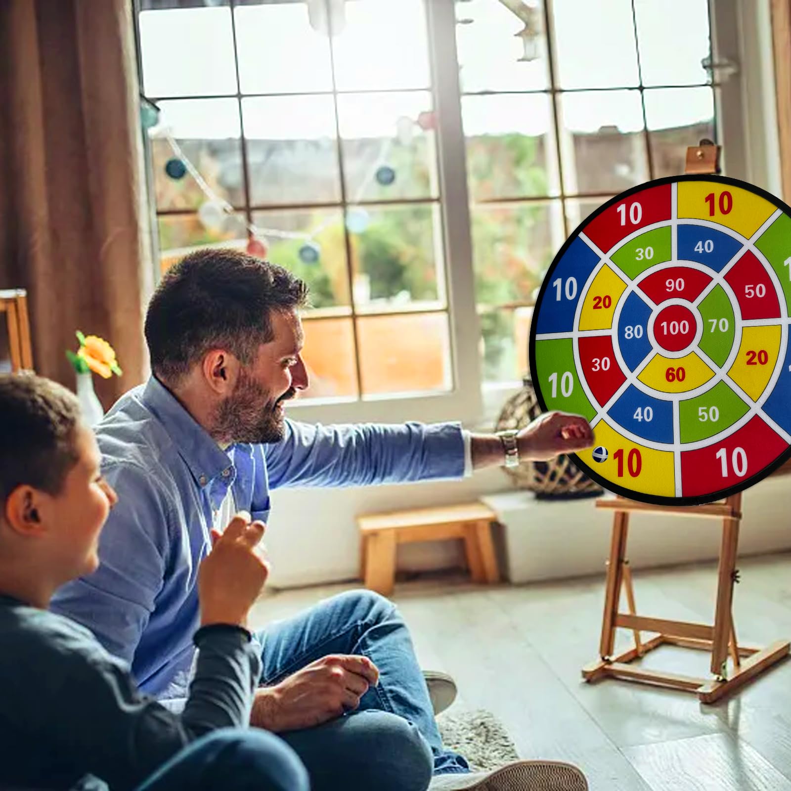 YJSDDNTY 26"/66cm Diana de Dardos para niños, Tablero de Dardos de un Solo Lado,Regalos para Fiestas de diversión Deportiva en Interiores/Exteriores para niños 3-12 niños y niñas de 10 años - 5