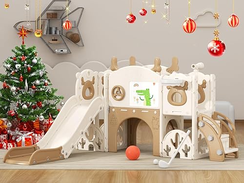 XJD Juego de toboganes 13 en 1 para niños pequeños a partir de 1 año, nueva actualización con juego de golf, aro de baloncesto, tabla de dibujo para